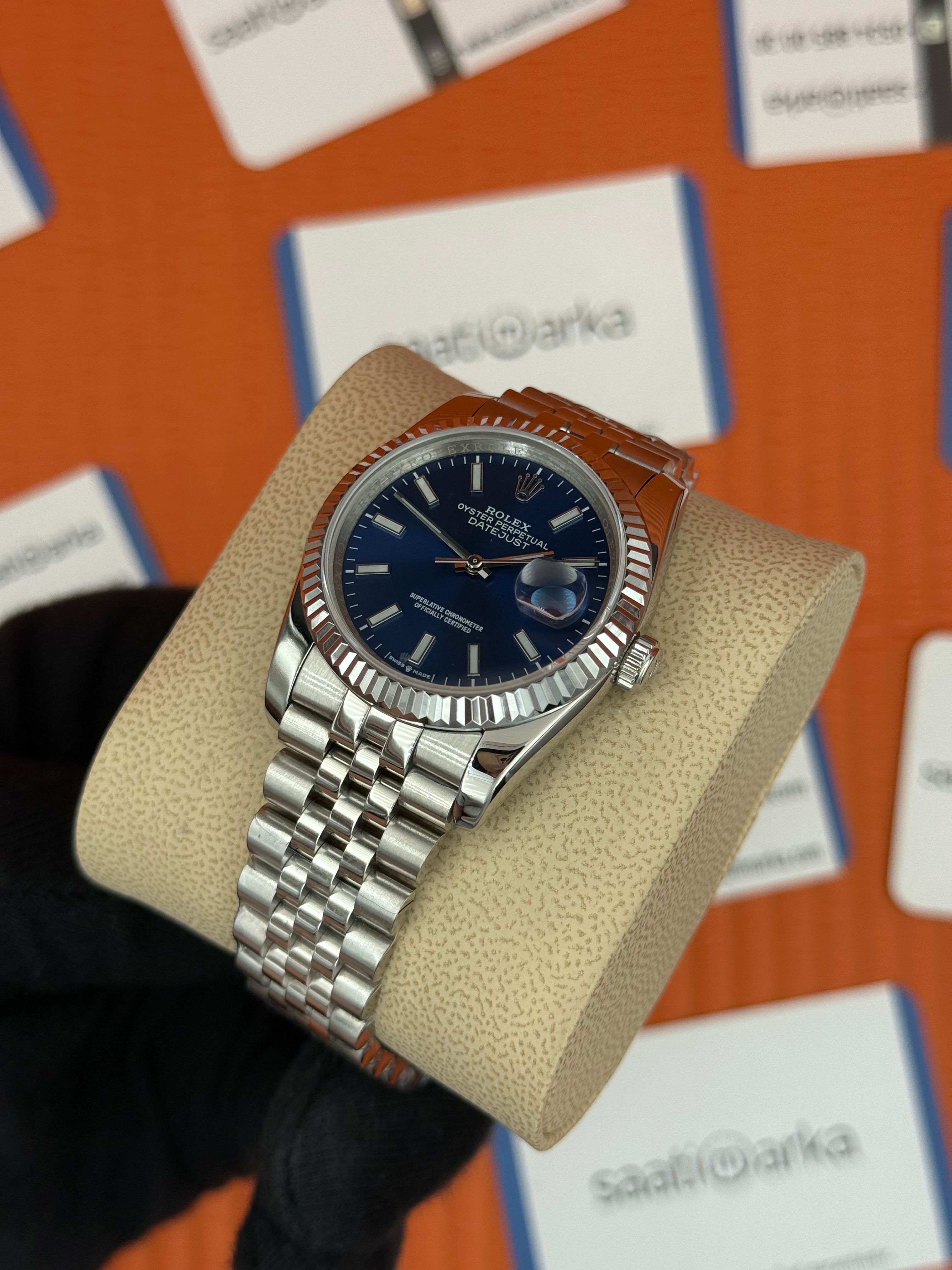 ROLEX datejust 36mm mavi kadran silver jubilee kordon