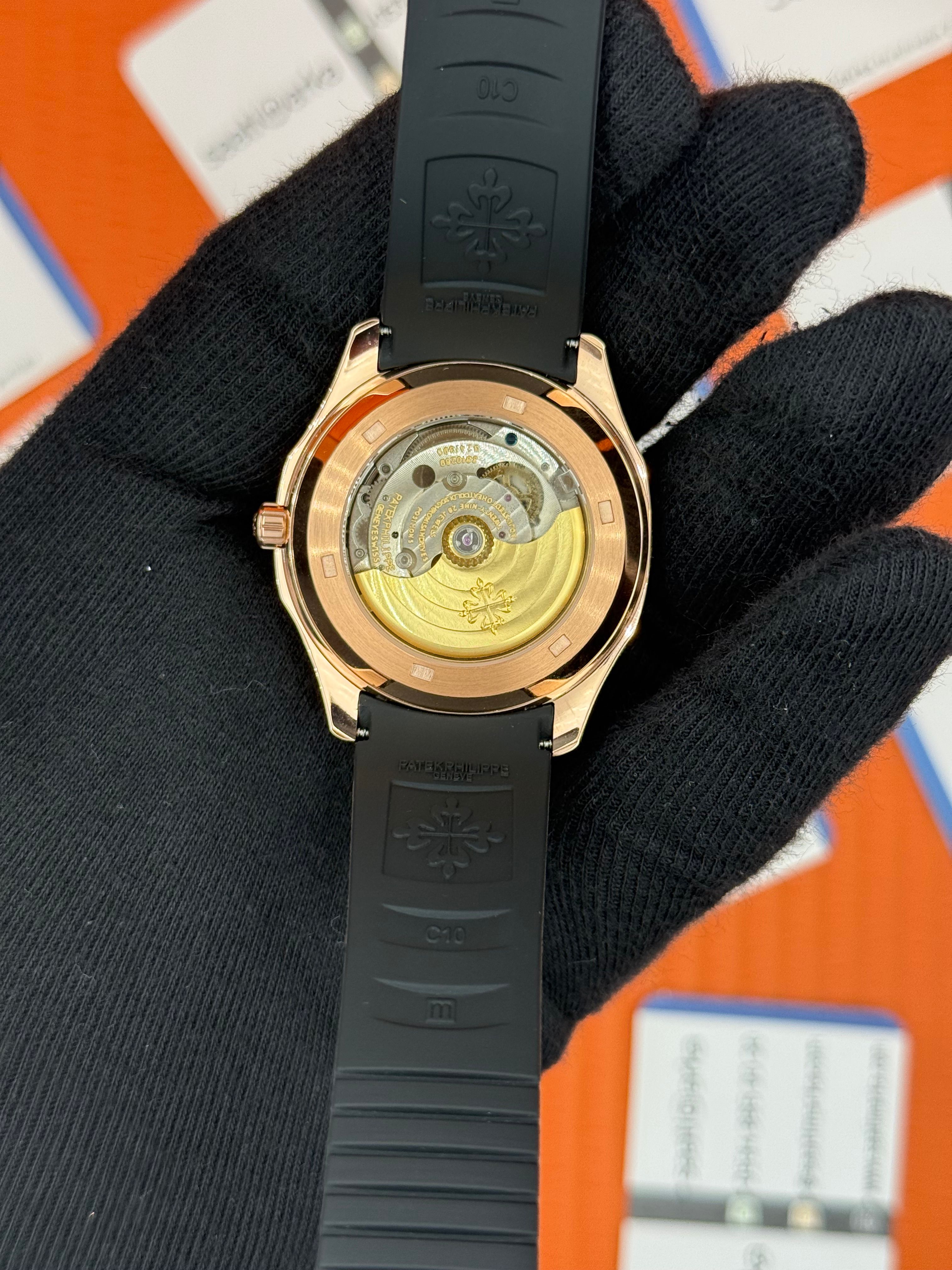 PATEK PHILIPPE AQUANAUT SİYAH KAUÇUK KORDON SİYAH KADRAN ROSE KASA 