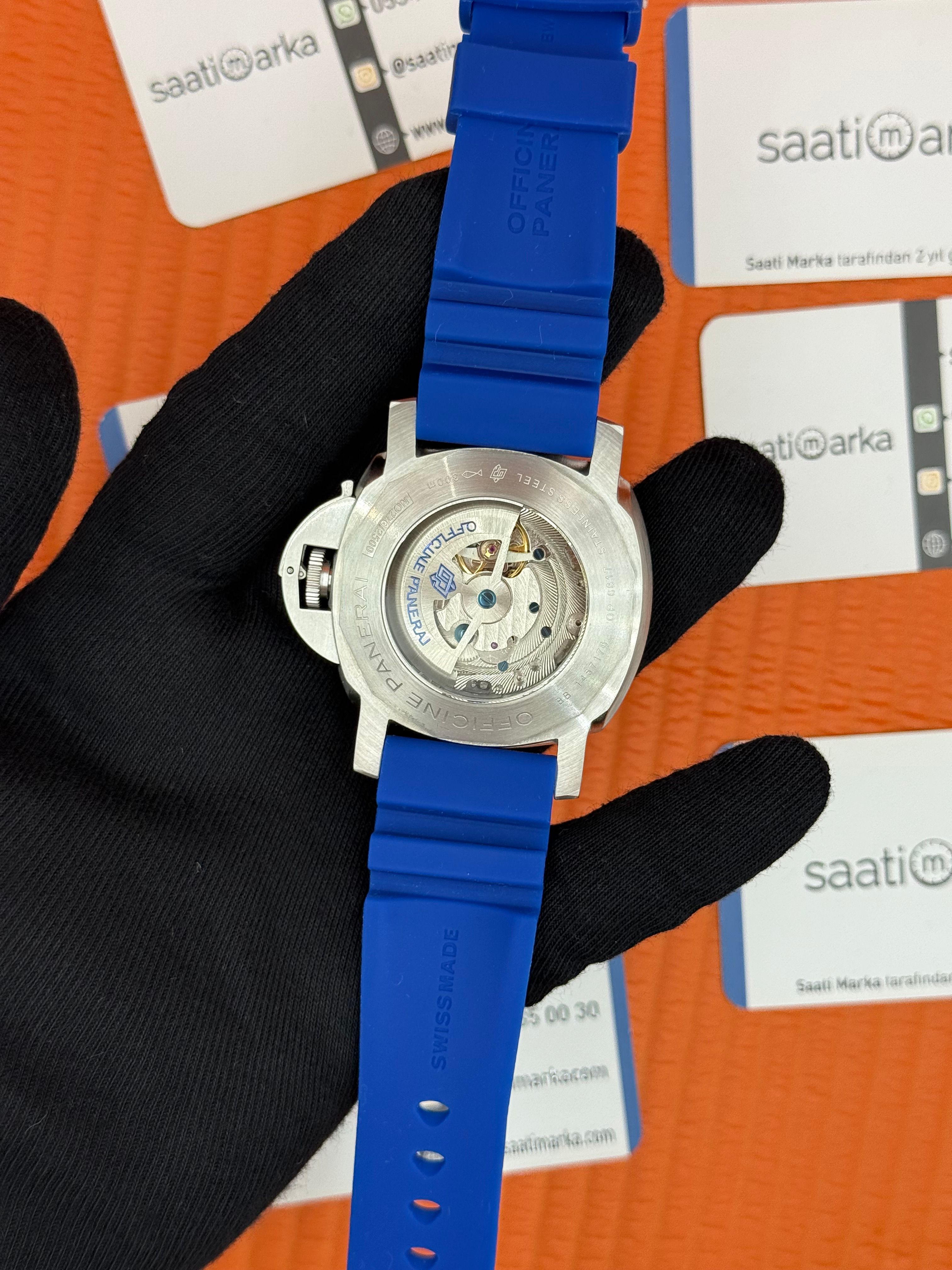 PANERAI submersible automatic 300m gri kadran mavi kauçuk kordon