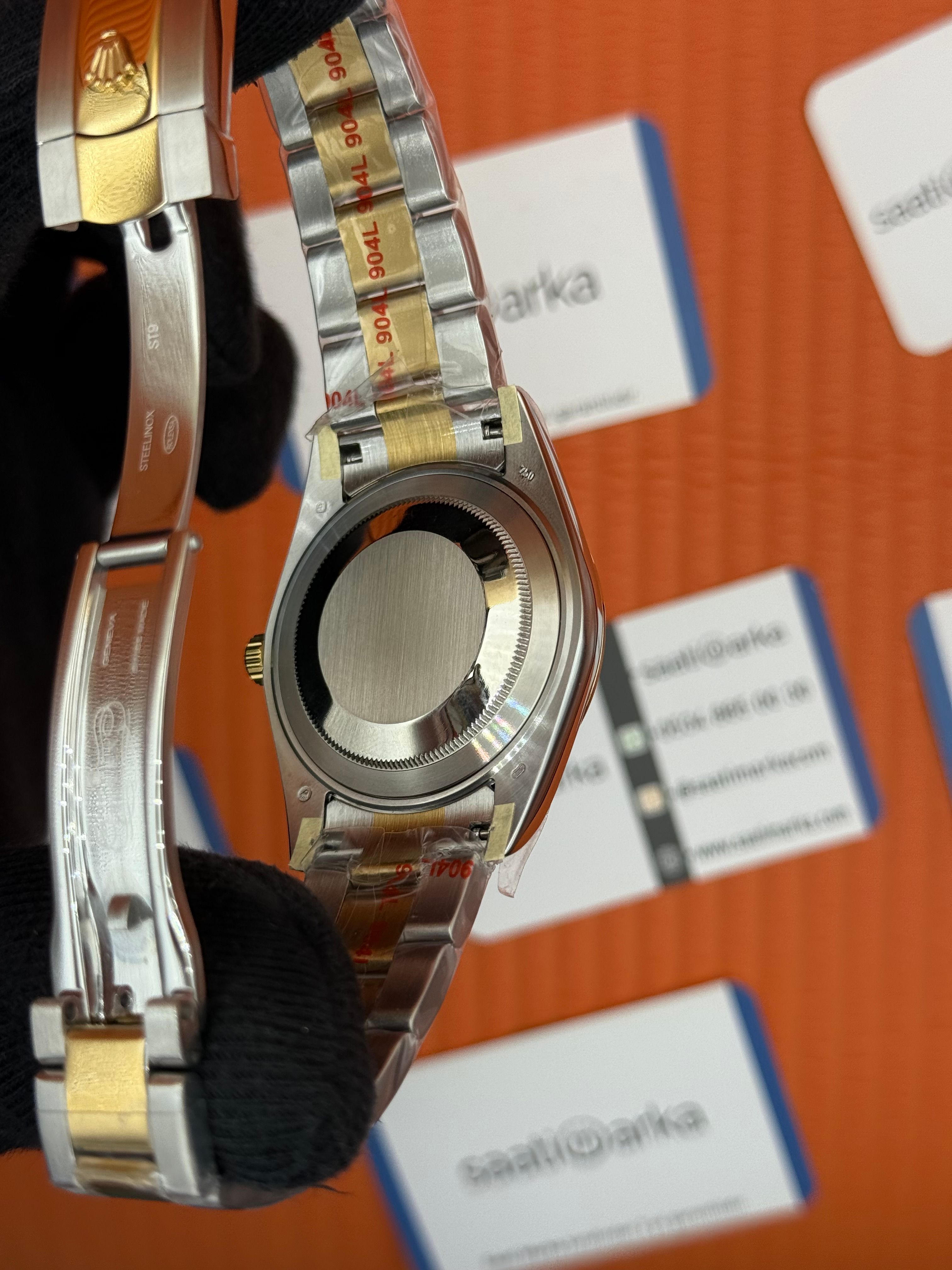 ROLEX Datejust baget taşlı green dial gold-silver oyster kordon