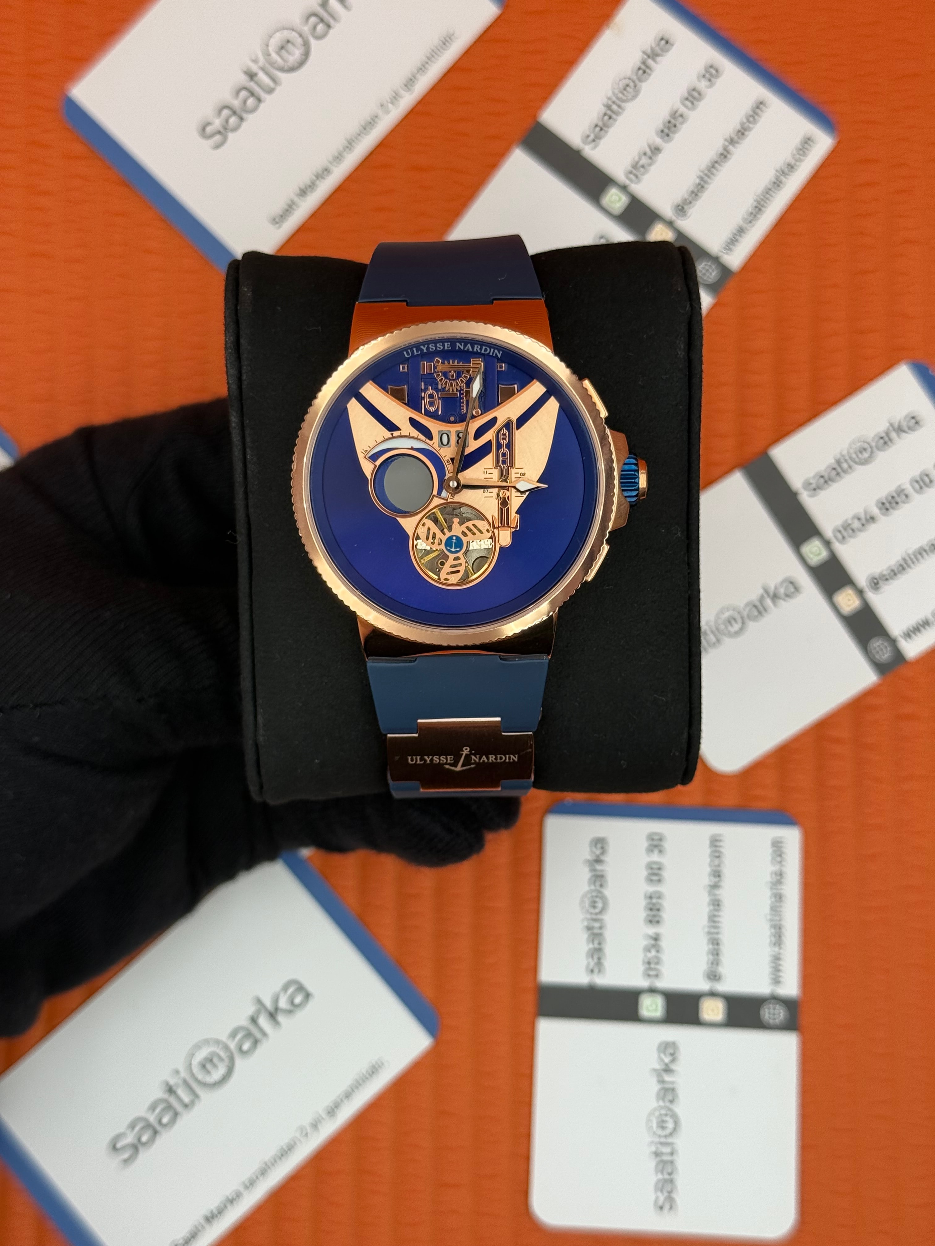 ULYSSE NARDİN MAR TOURBİLLON ROSE KASA ROSE LACİVERT KADRAN