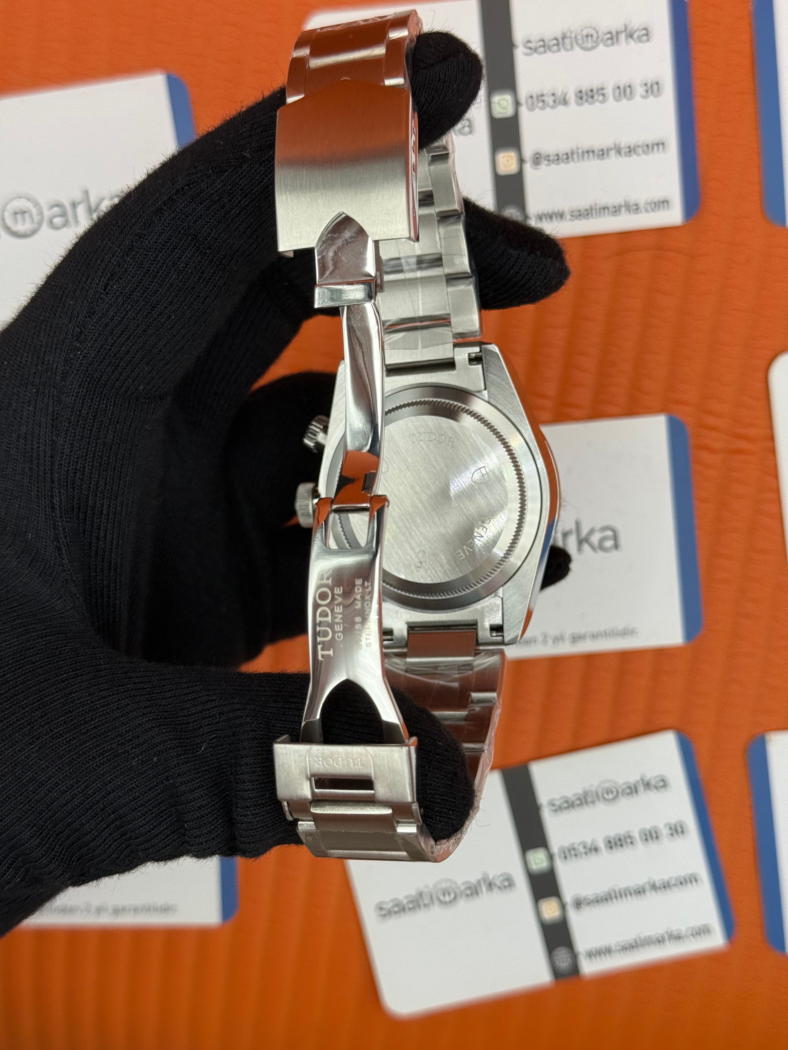 TUDOR black bey  flamingo blue turkuaz kadran silver kordon 41mm erkek kol saati