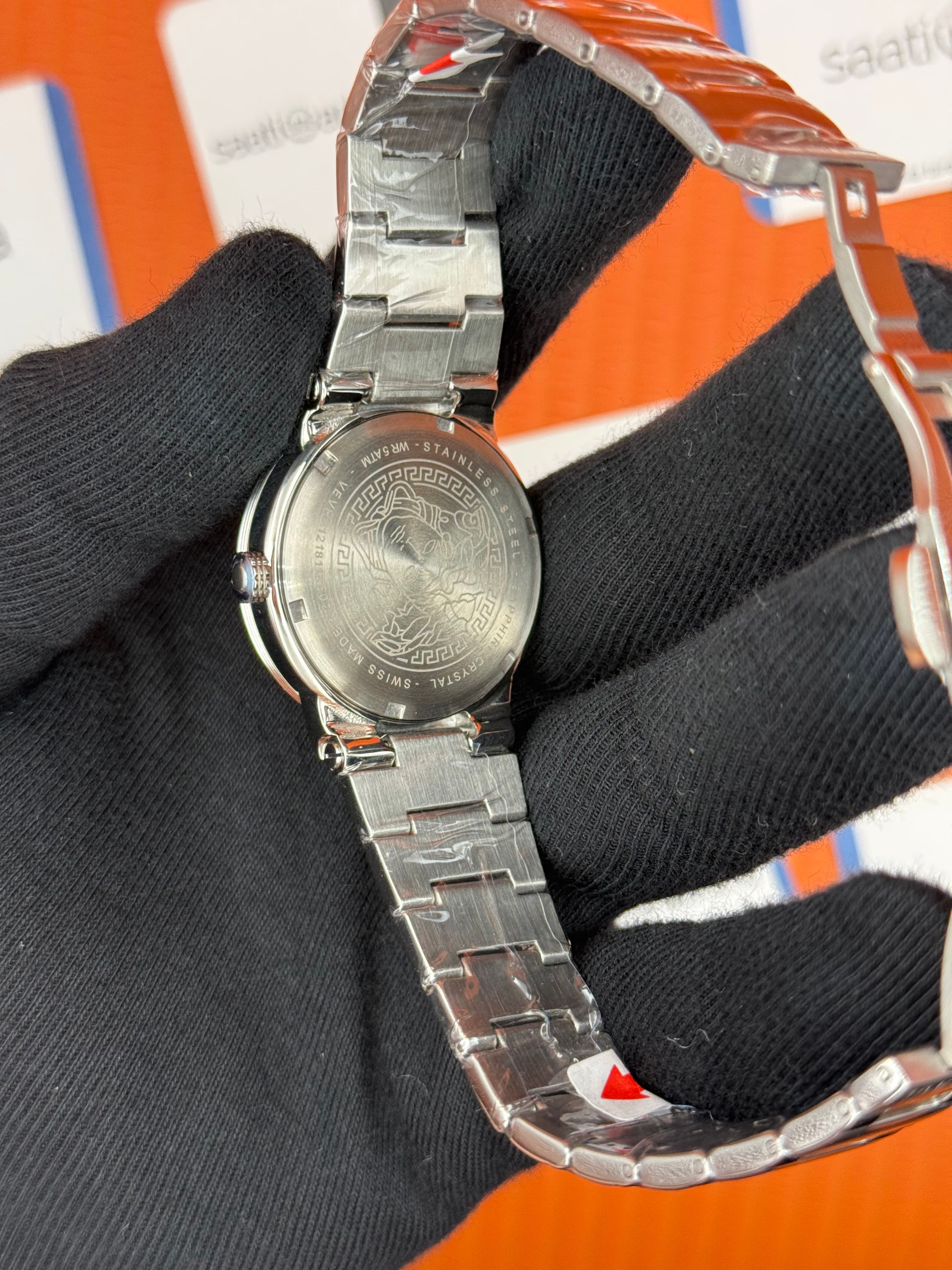 VERSACE beyaz kadran silver kasa kordon kadın kol saati