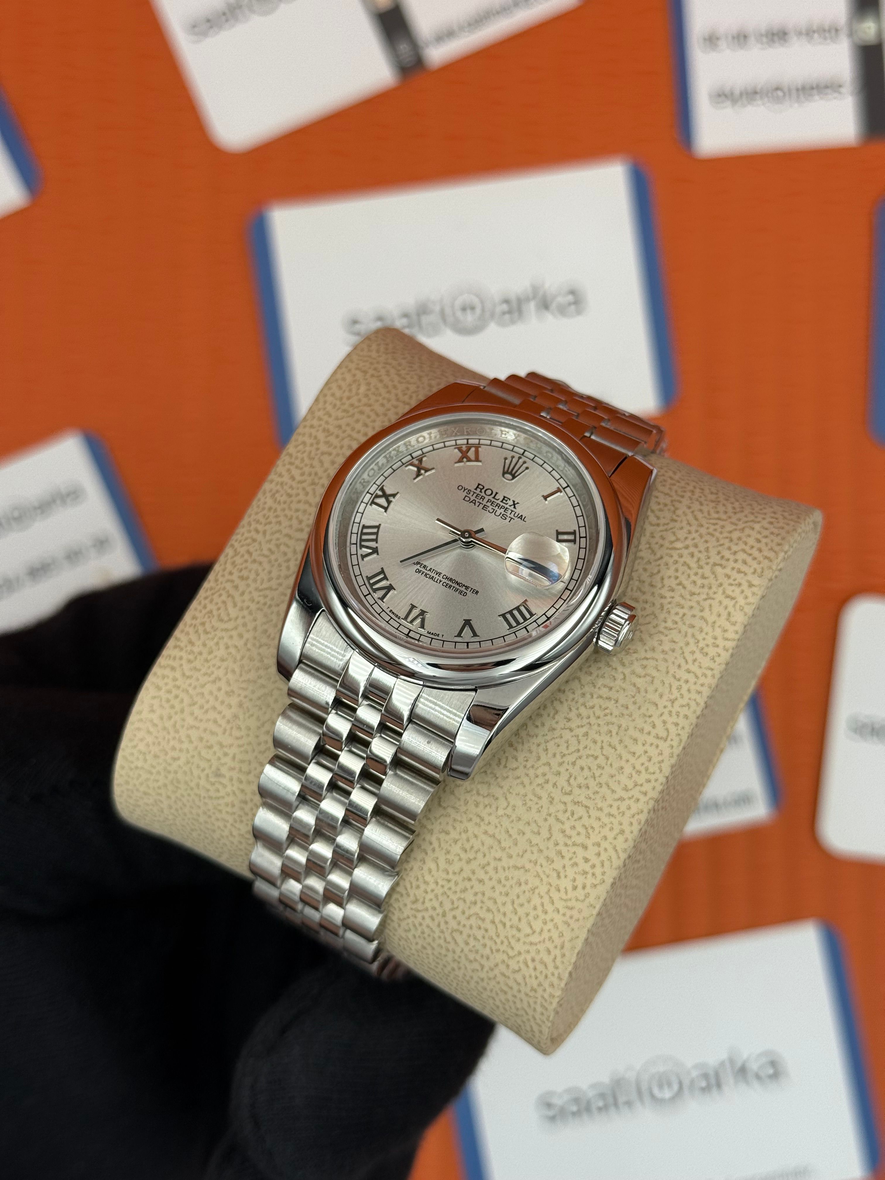 ROLEX datejust 36mm beyaz roma rakamlı kadran silver jubilee kordon