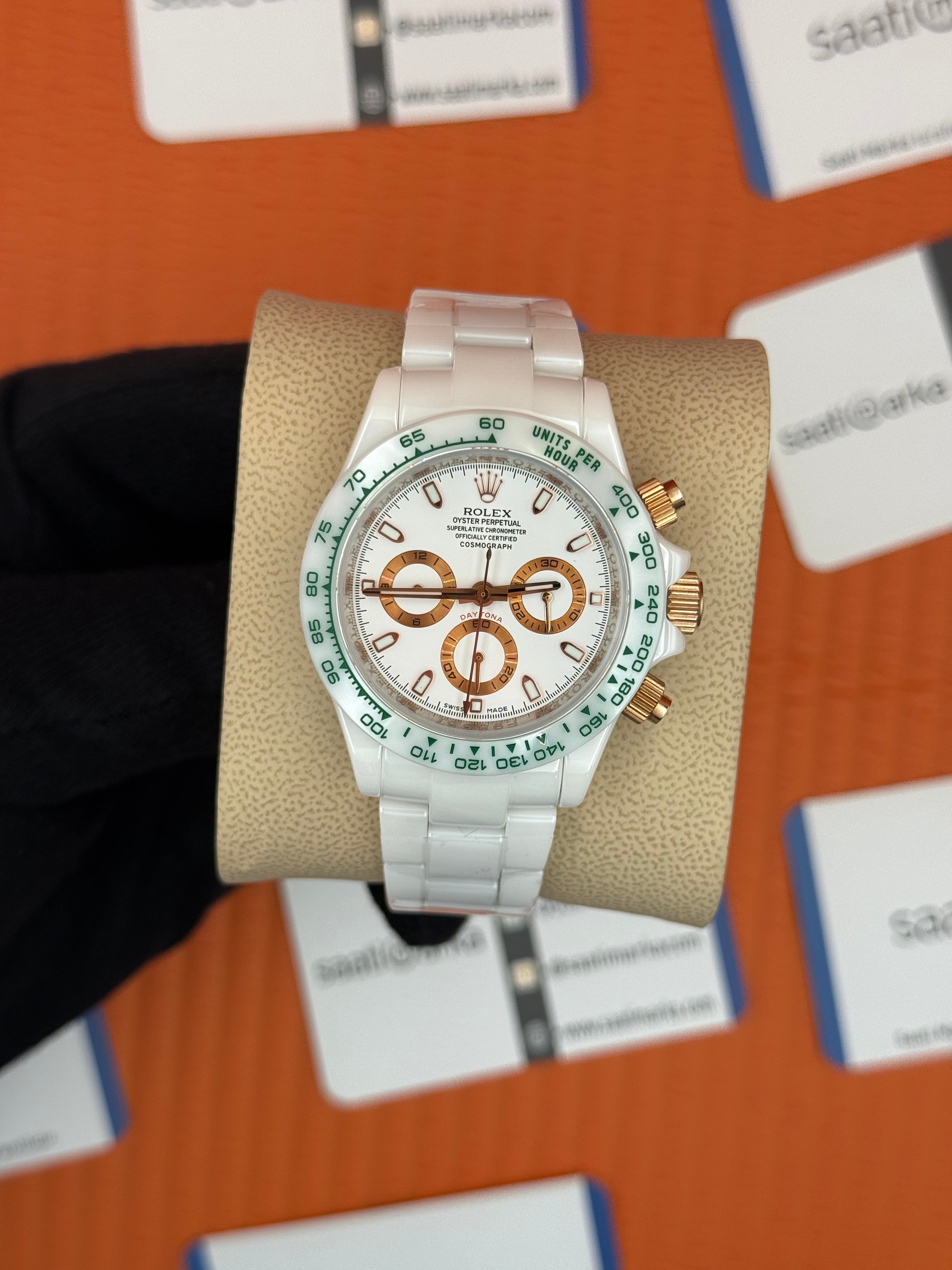 ROLEX Daytona white dial seramik beyaz kasa-kordon