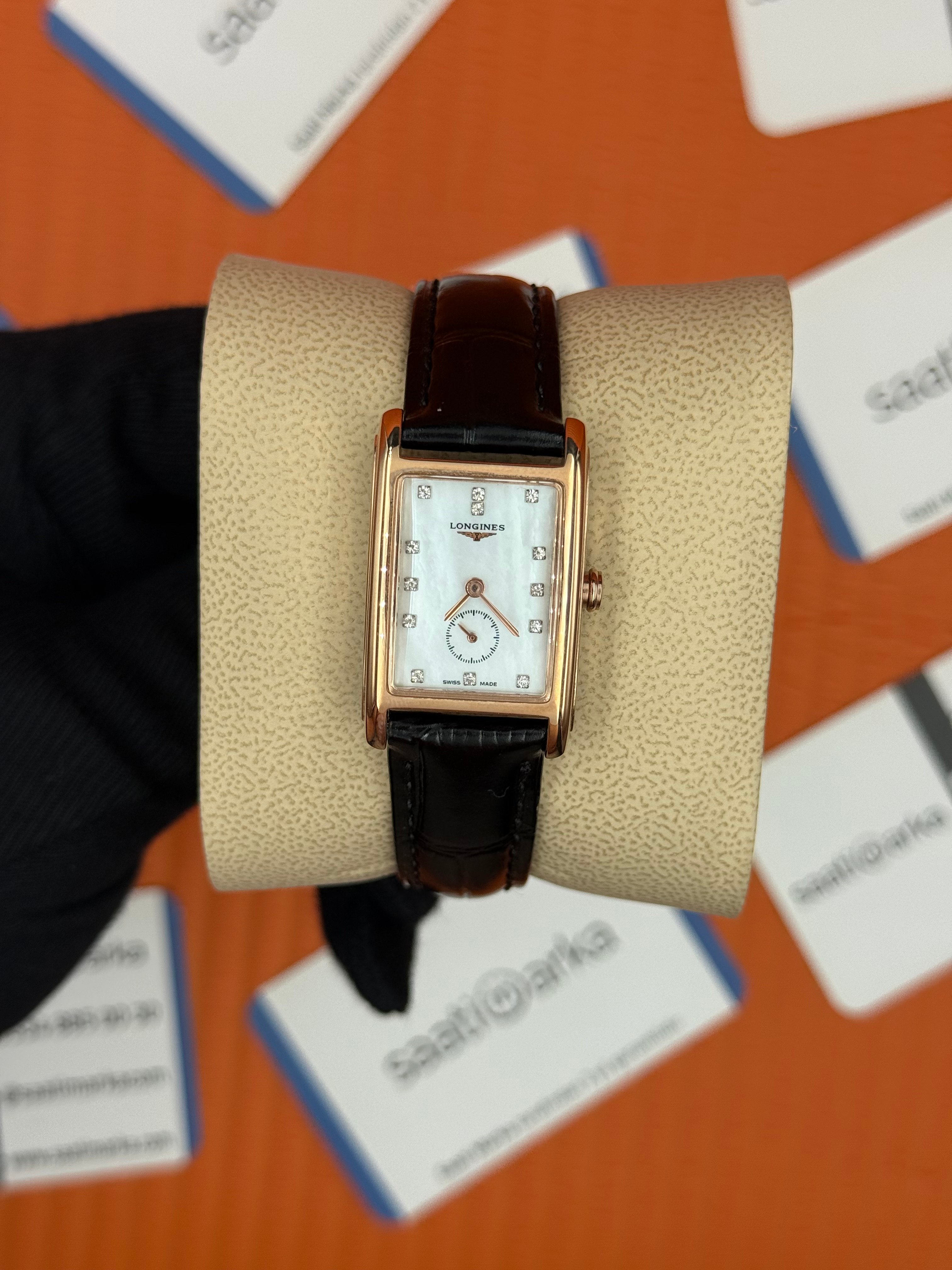 LONGINES DOLCEVİTA L5.255.8.87.0 beyaz kadran siyah deri kordon rose kasa 