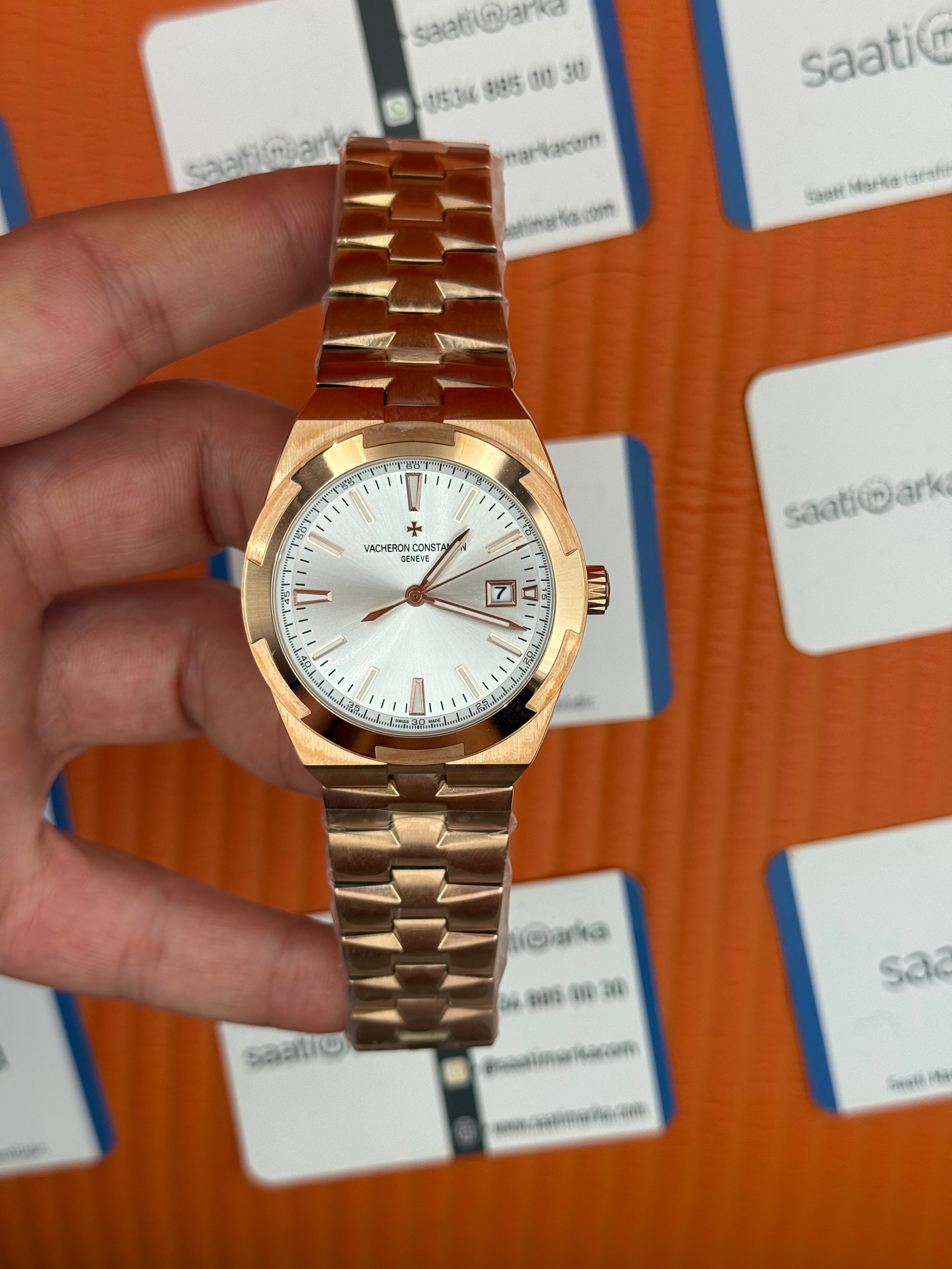 VACHERON CONSTANTIN overseas beyaz kadran rose kasa kordon erkek kol saati