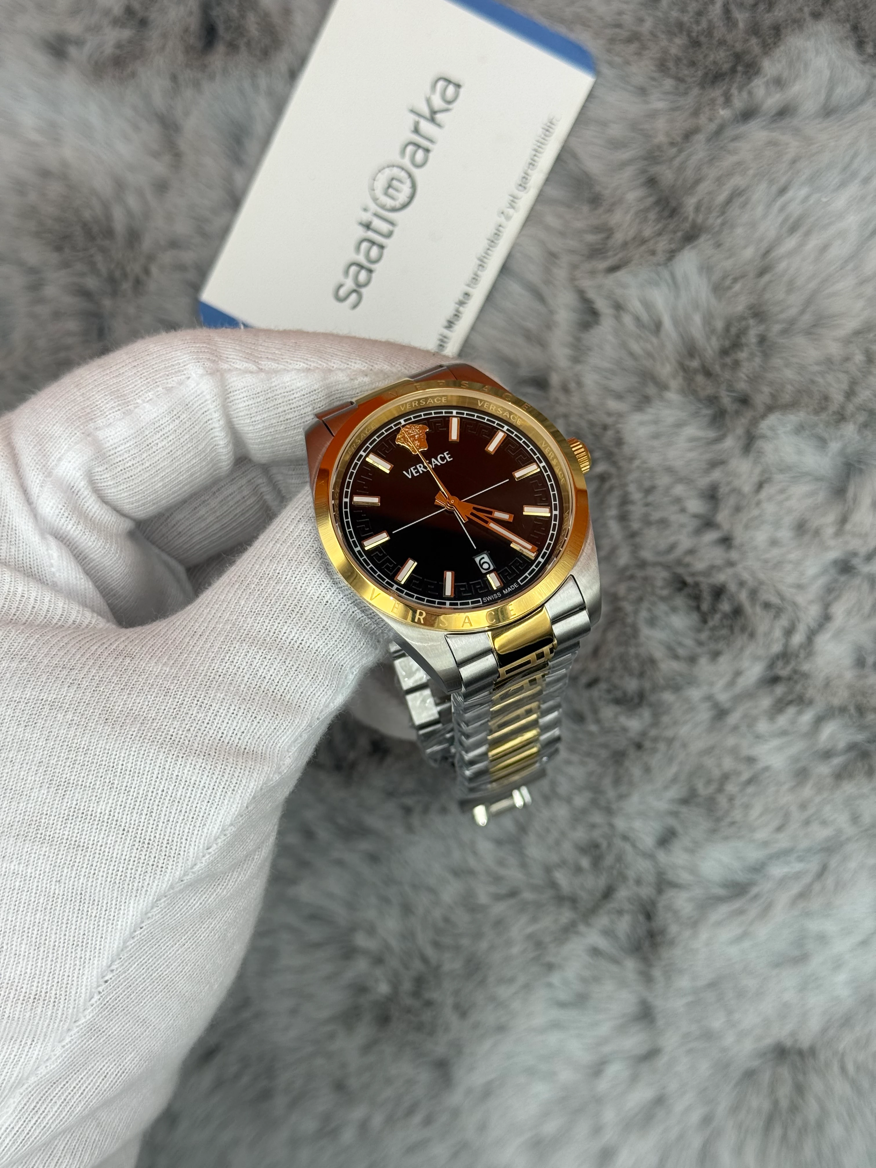 VERSACE 40MM SİYAH KADRAN GOLD SİLVER KASA KORDON ERKEK KOL SAATİ