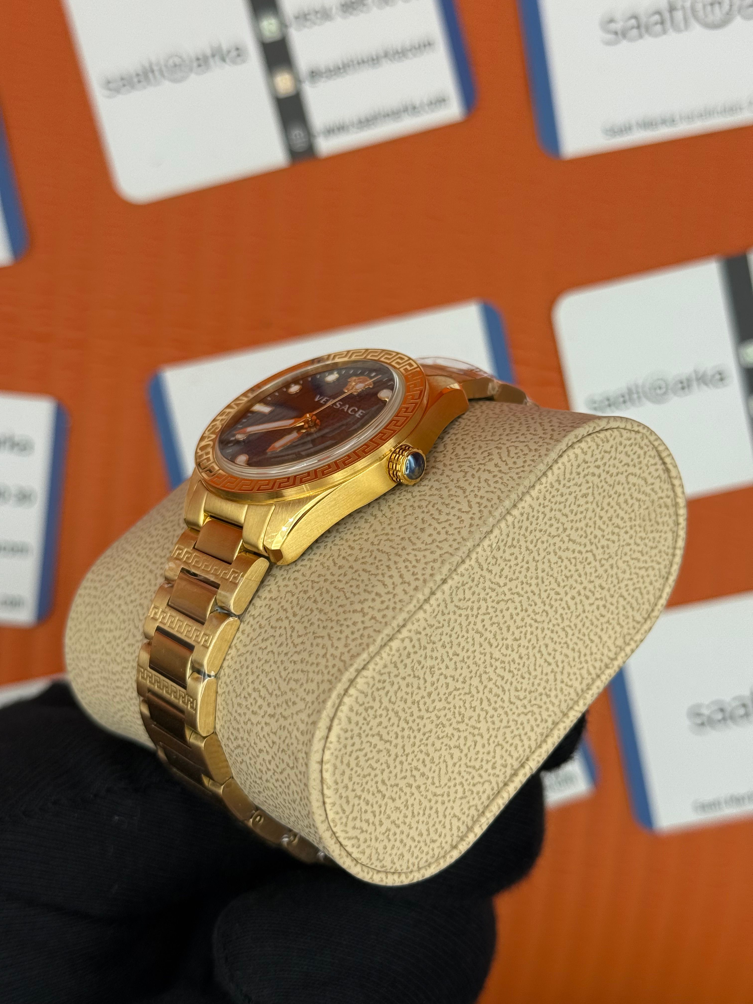 VERSACE lacivert kadran gold kasa kordon kadın kol saati