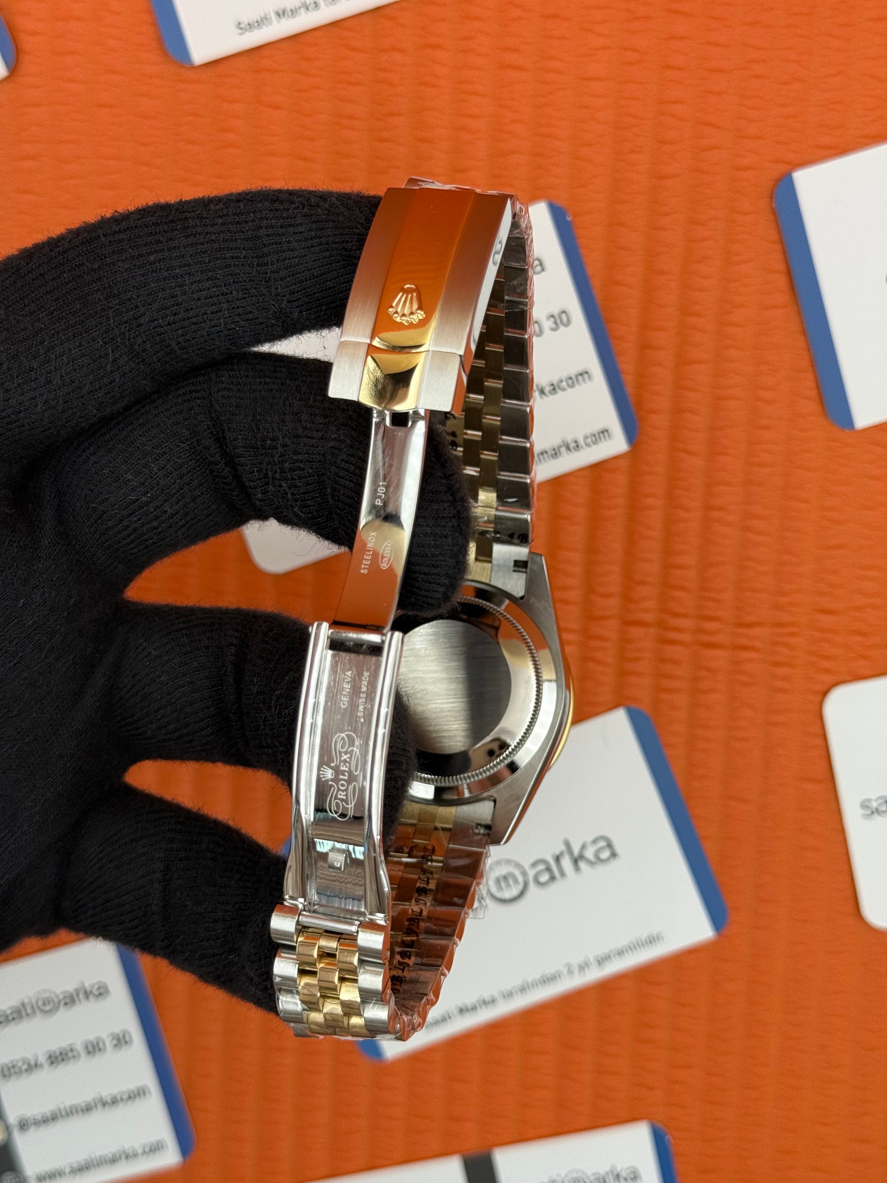 ROLEX Datejust taşlı bezel white dial gold-silver jubilee kordon