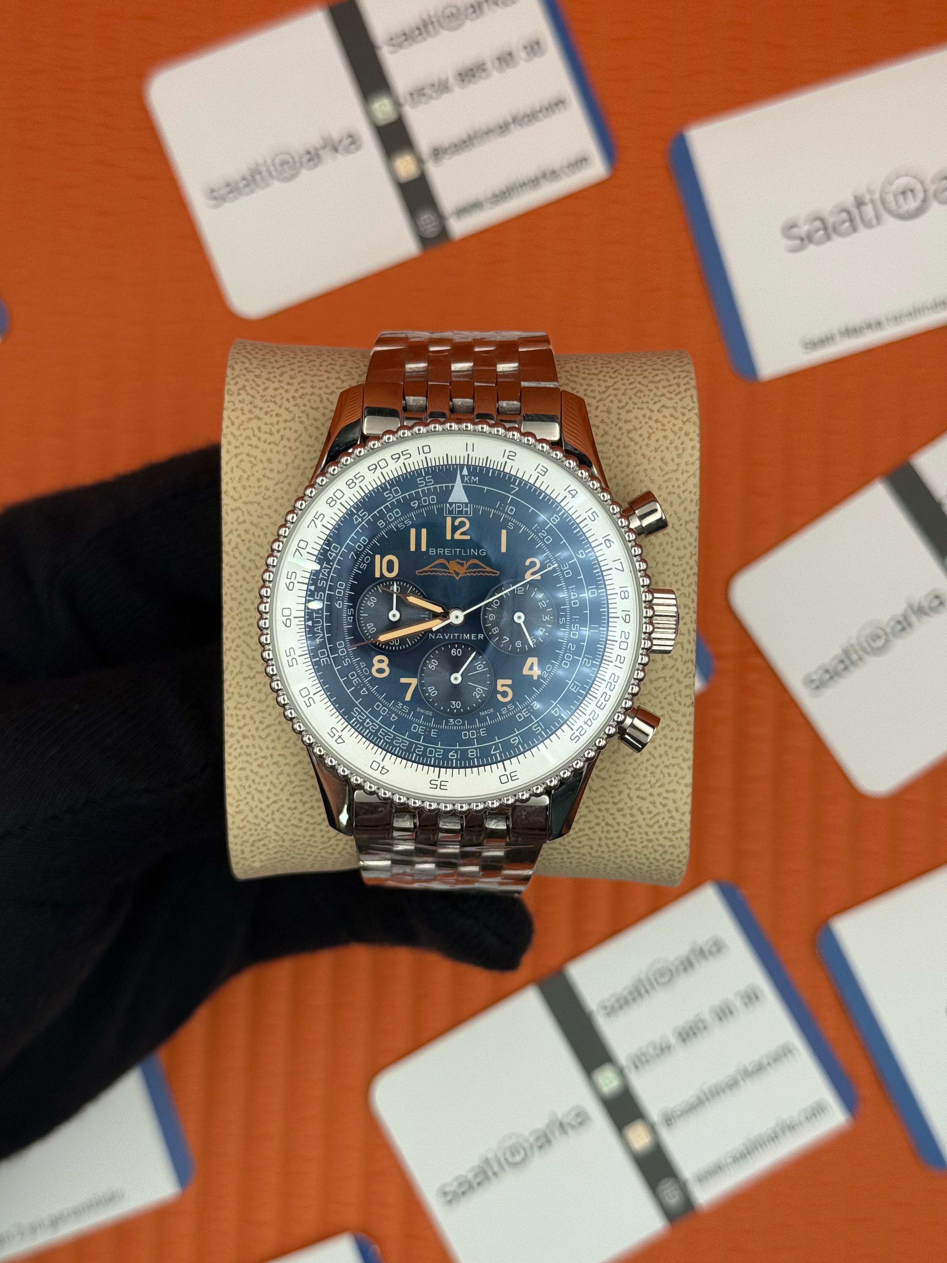 BREITLING Navitimer lacivert kadran silver kasa-kordon