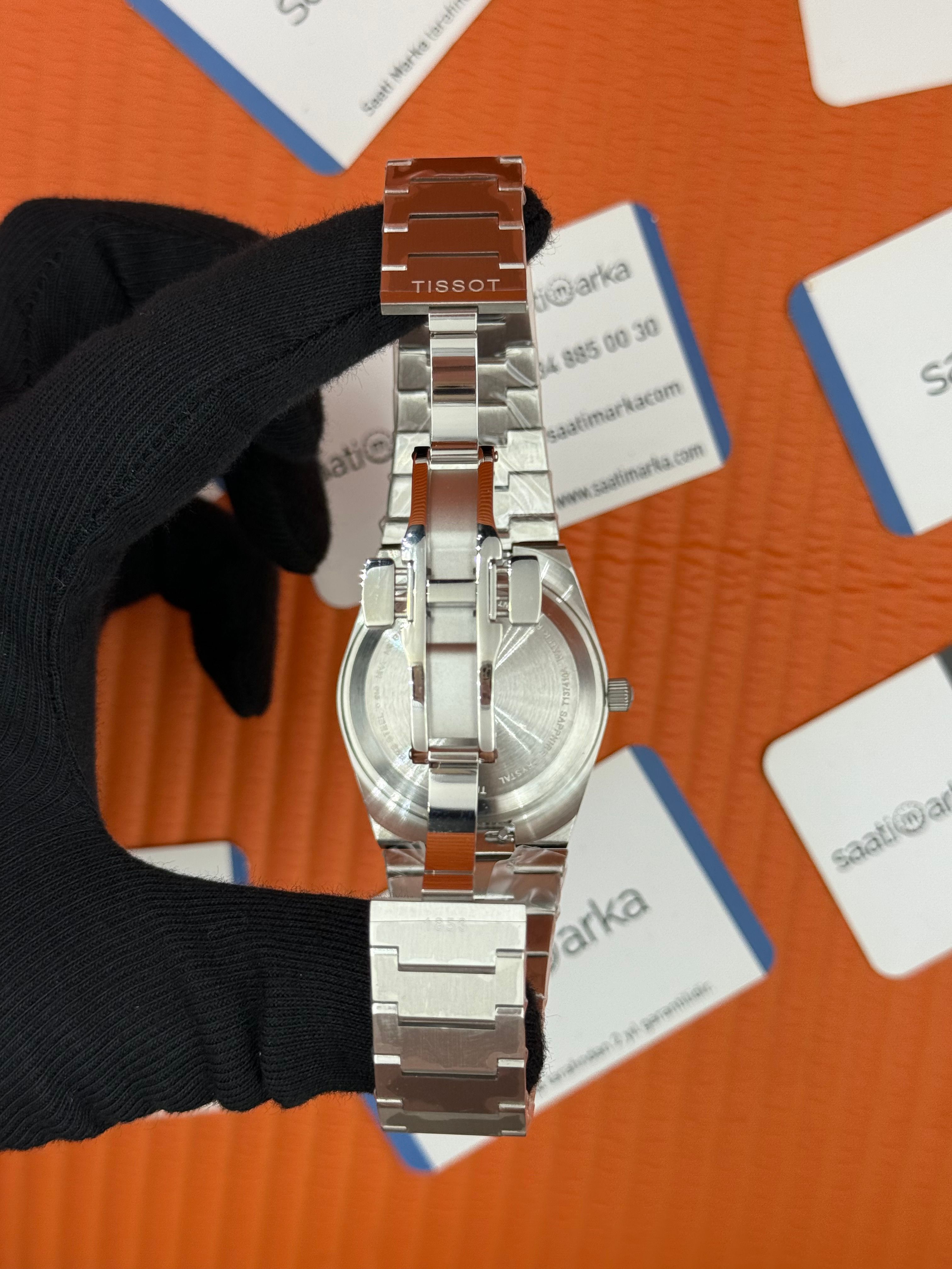 TISSOT PRX 40MM mavi kardan silver kasa  kordon erkek kol saati
