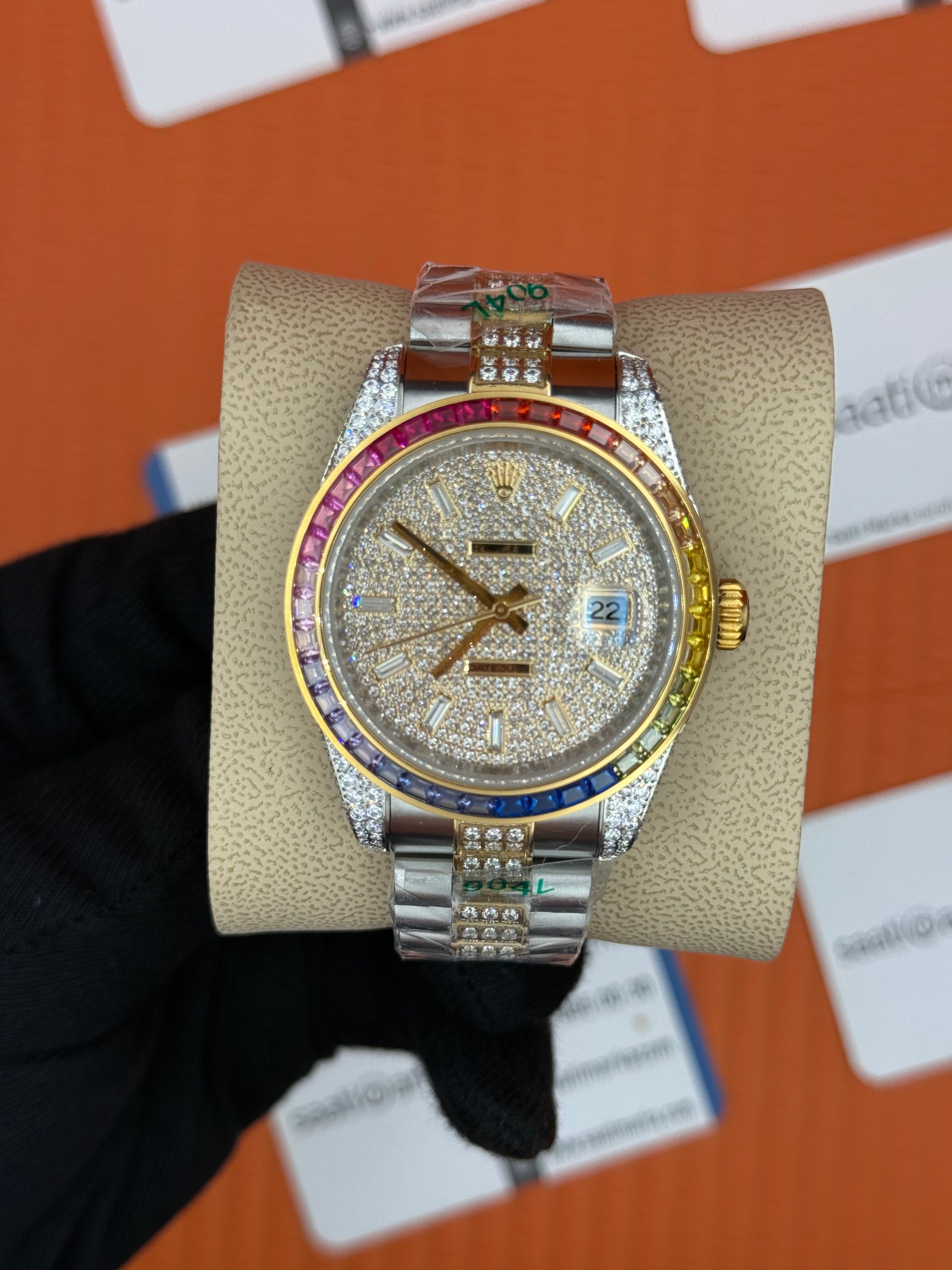 ROLEX Datejust taşlı kasa kordon gold silver 