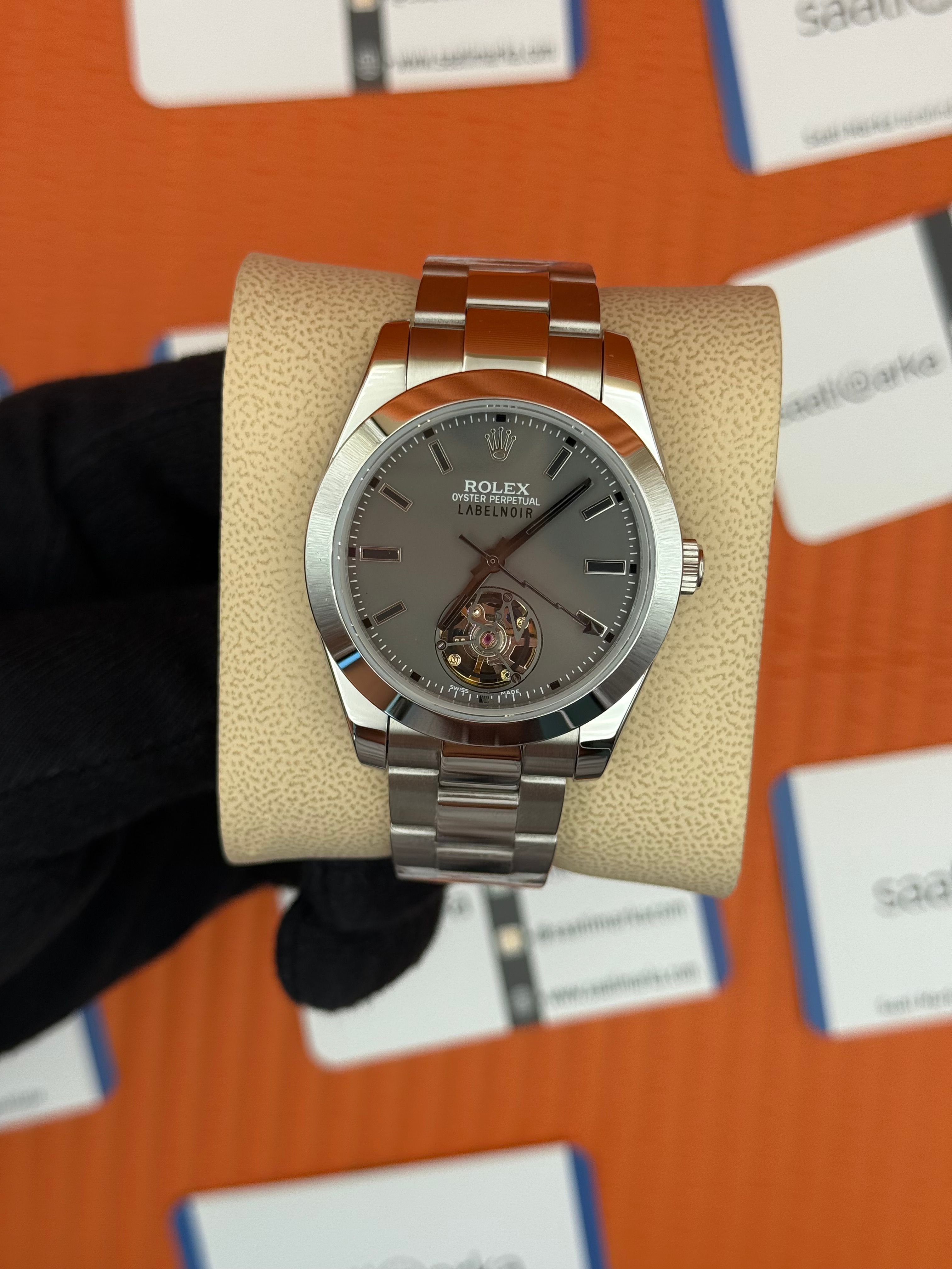 ROLEX Label Noir tourbillon silver kasa kordon