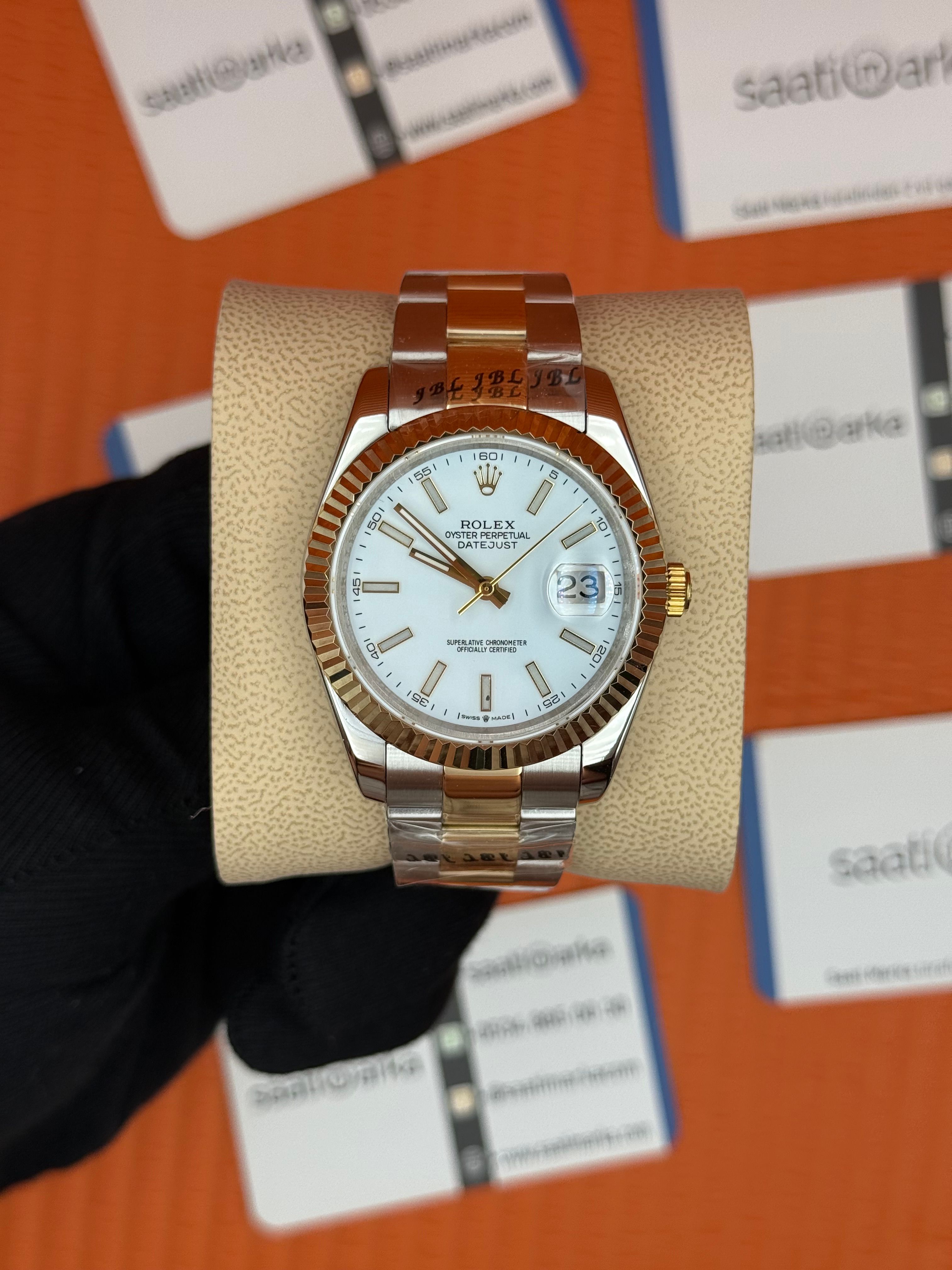 ROLEX Datejust white dial gold silver kasa-kordon oyster