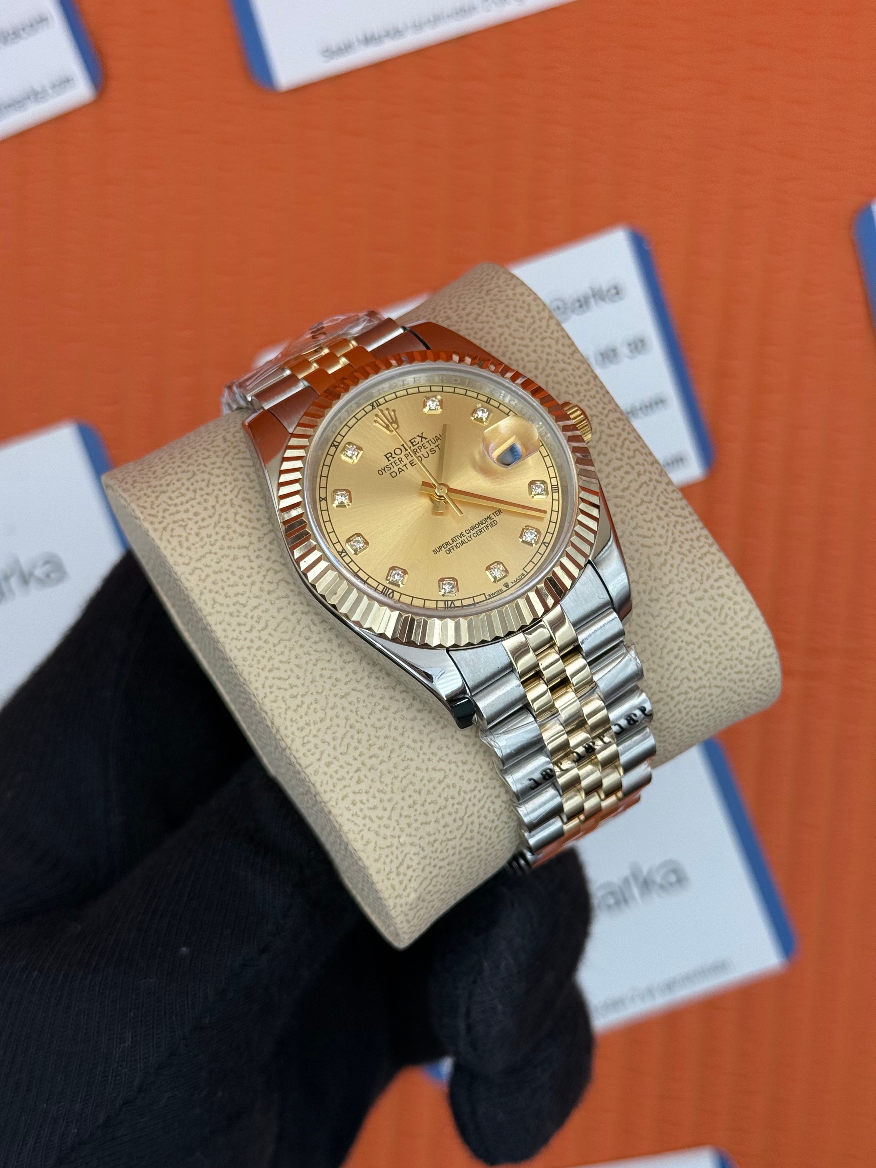 ROLEX Datejust baget taşlı champagne dial gold-silver jubilee kordon