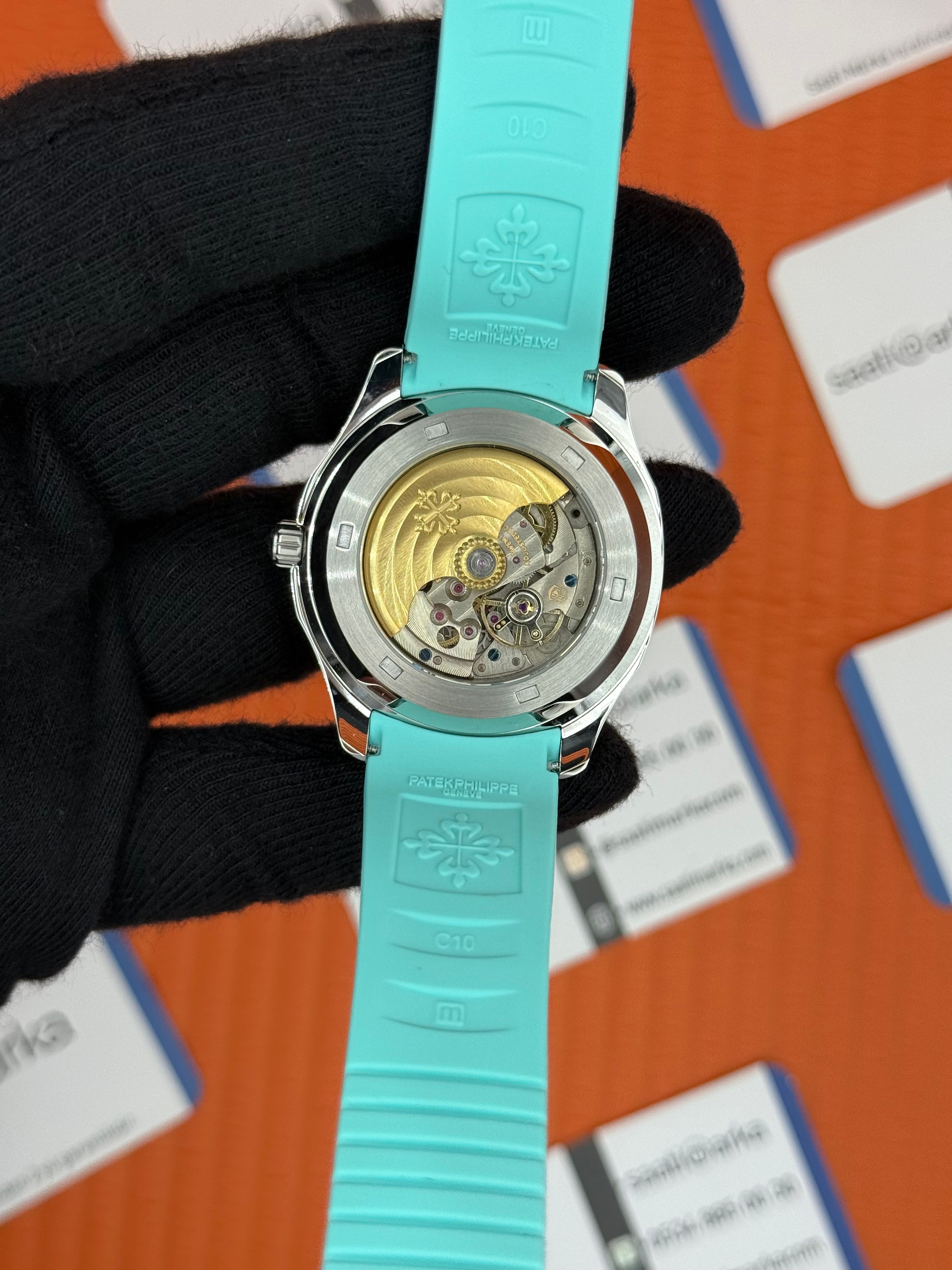 PATEK PHILIPPE AQUANAUT TURKUAZ KADRAN TURKUAZ KAUÇUK KORDON SİLVER KASA 