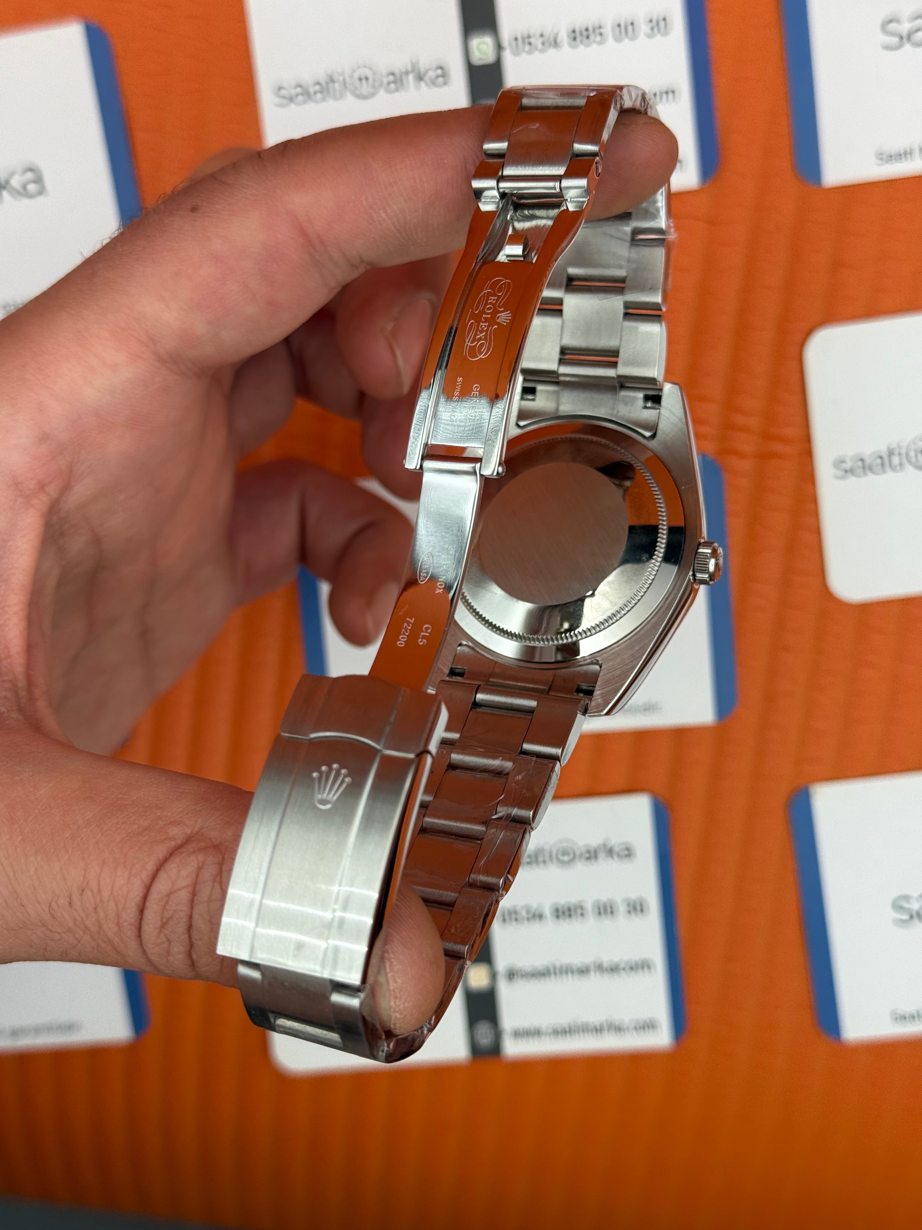 ROLEX oyster perpetual siyah kadran silver kasa kordon erkek kol saati