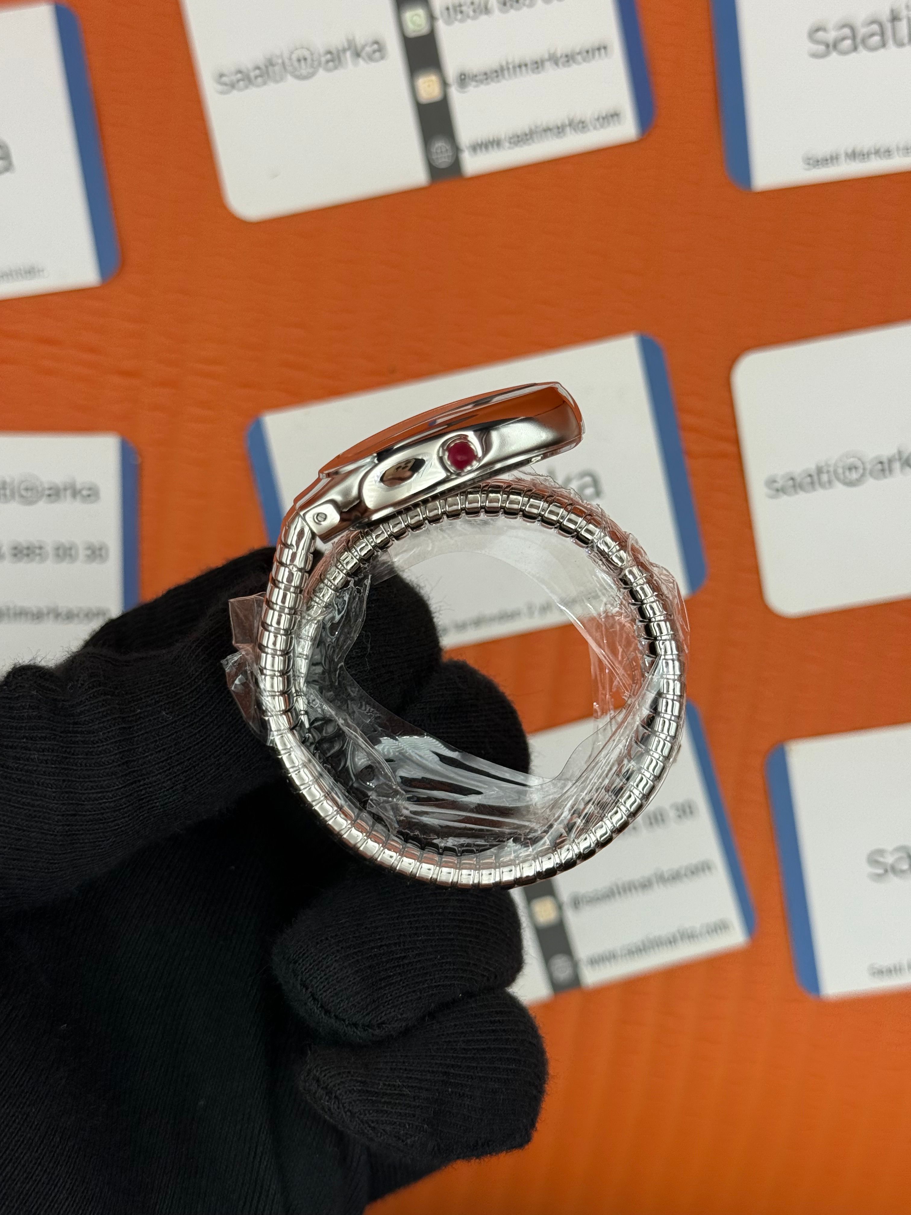 BVLGARİ serpenti çift sarma silver kordon beyaz kadran kadın kol saati