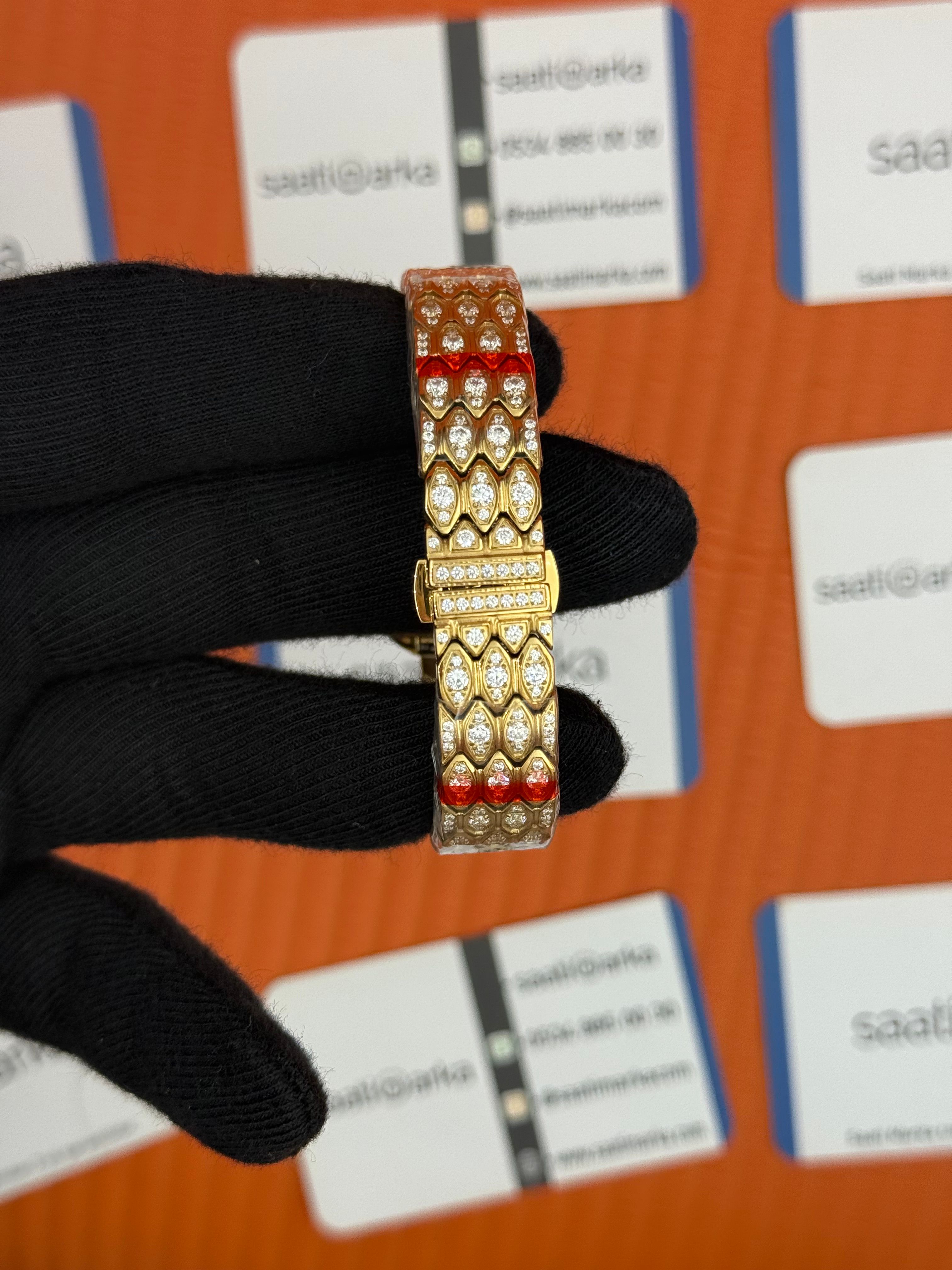 BVLGARİ serpenti seduttori full diamond gold kasa kordon kadın kol saati