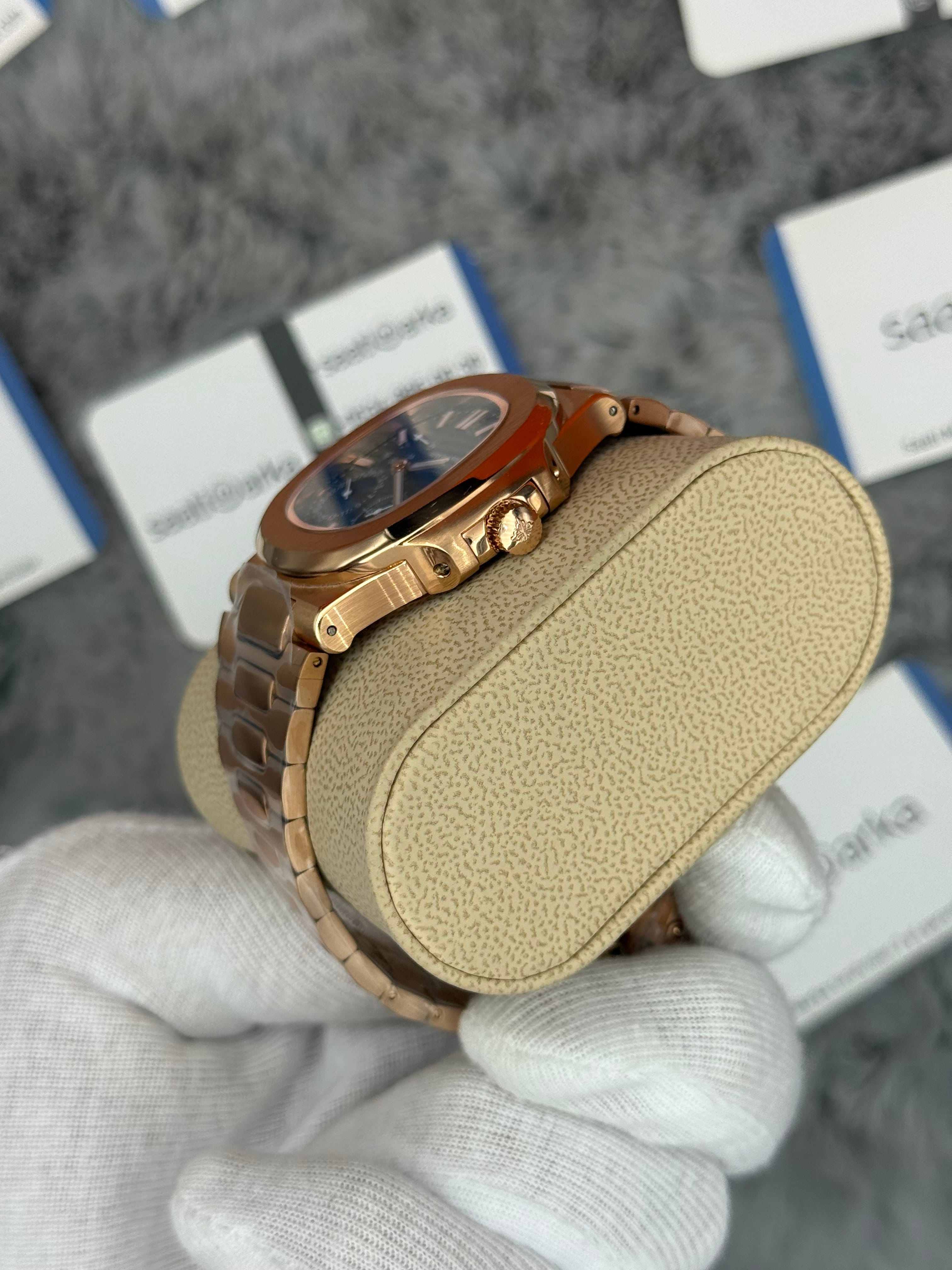 PATEK PHİLİPPE nautilus moontphase 5712 okyanus mavisi kadran rose kasa kordon 40mm erkek kol saati