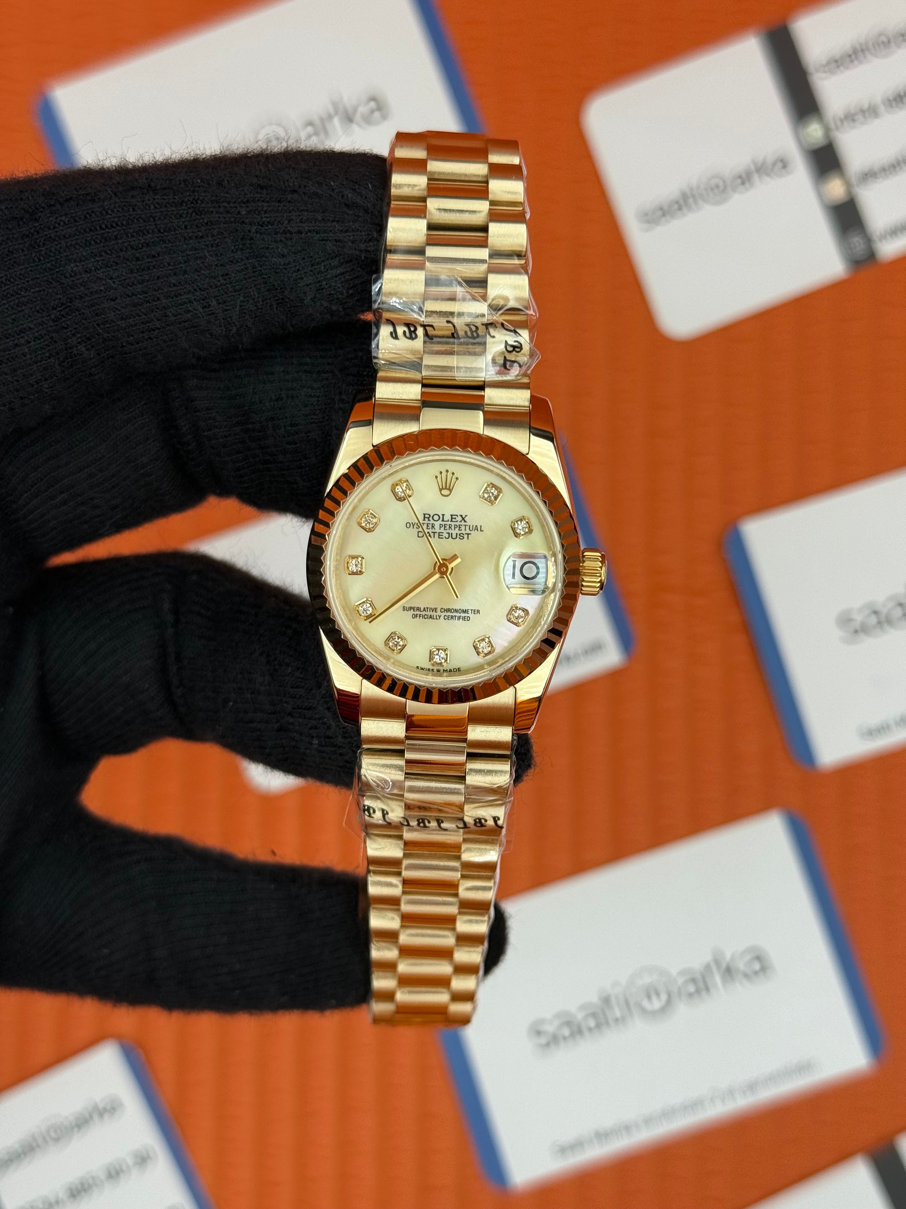 ROLEX datejust 31mm full gold president kordon