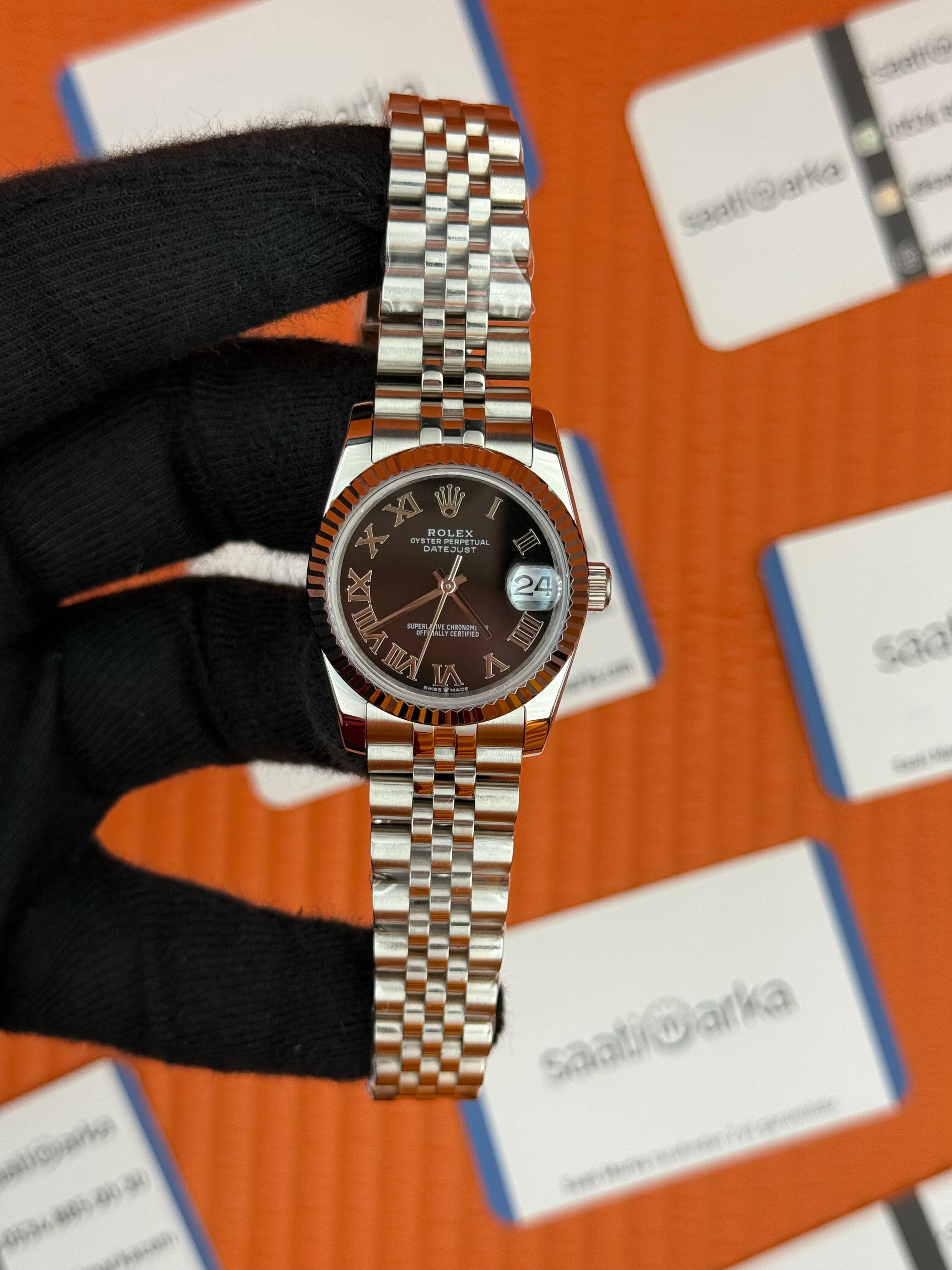ROLEX datejust 31mm siyah roma rakamlı kadran silver jubilee kordon