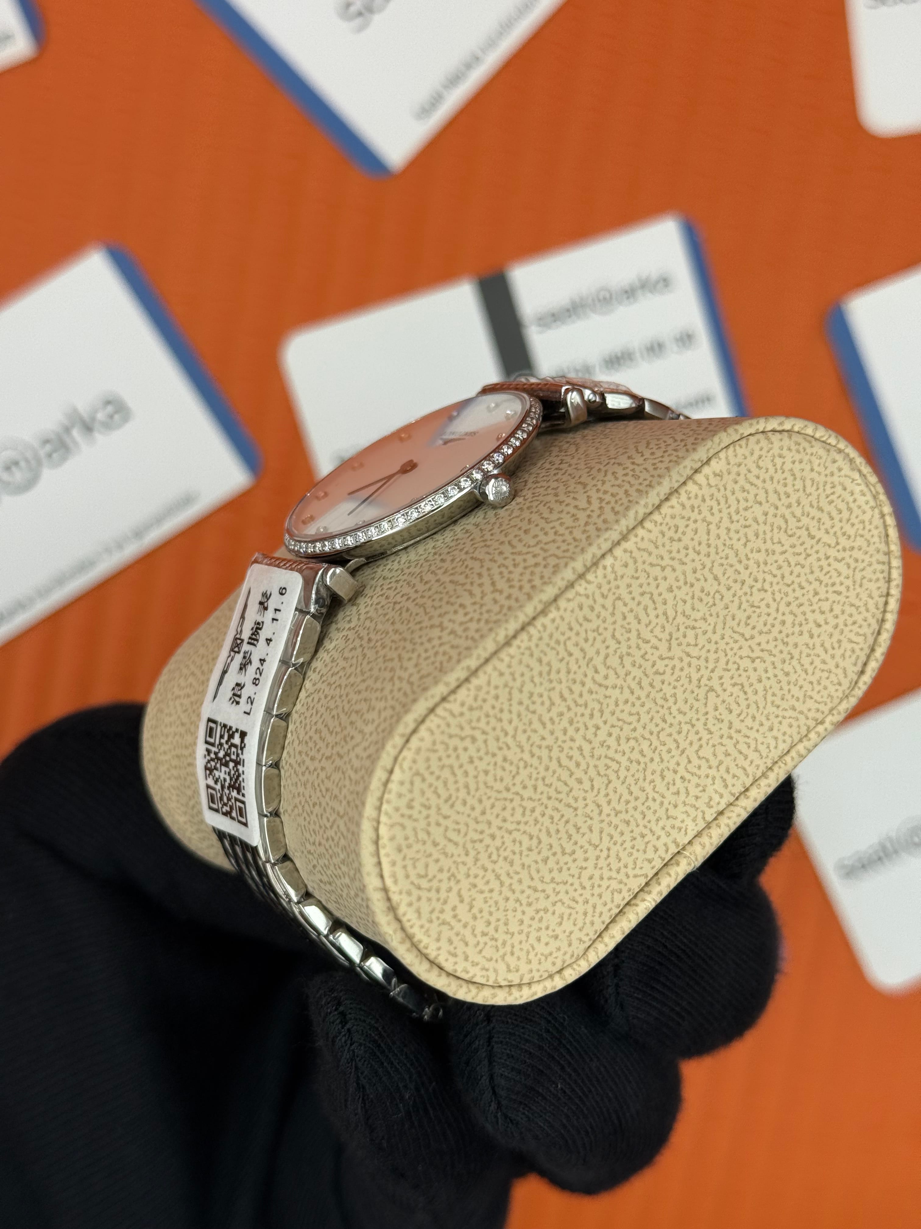 LONGINES taşlı bezel baget taşlı beyaz kadran silver kasa kordon