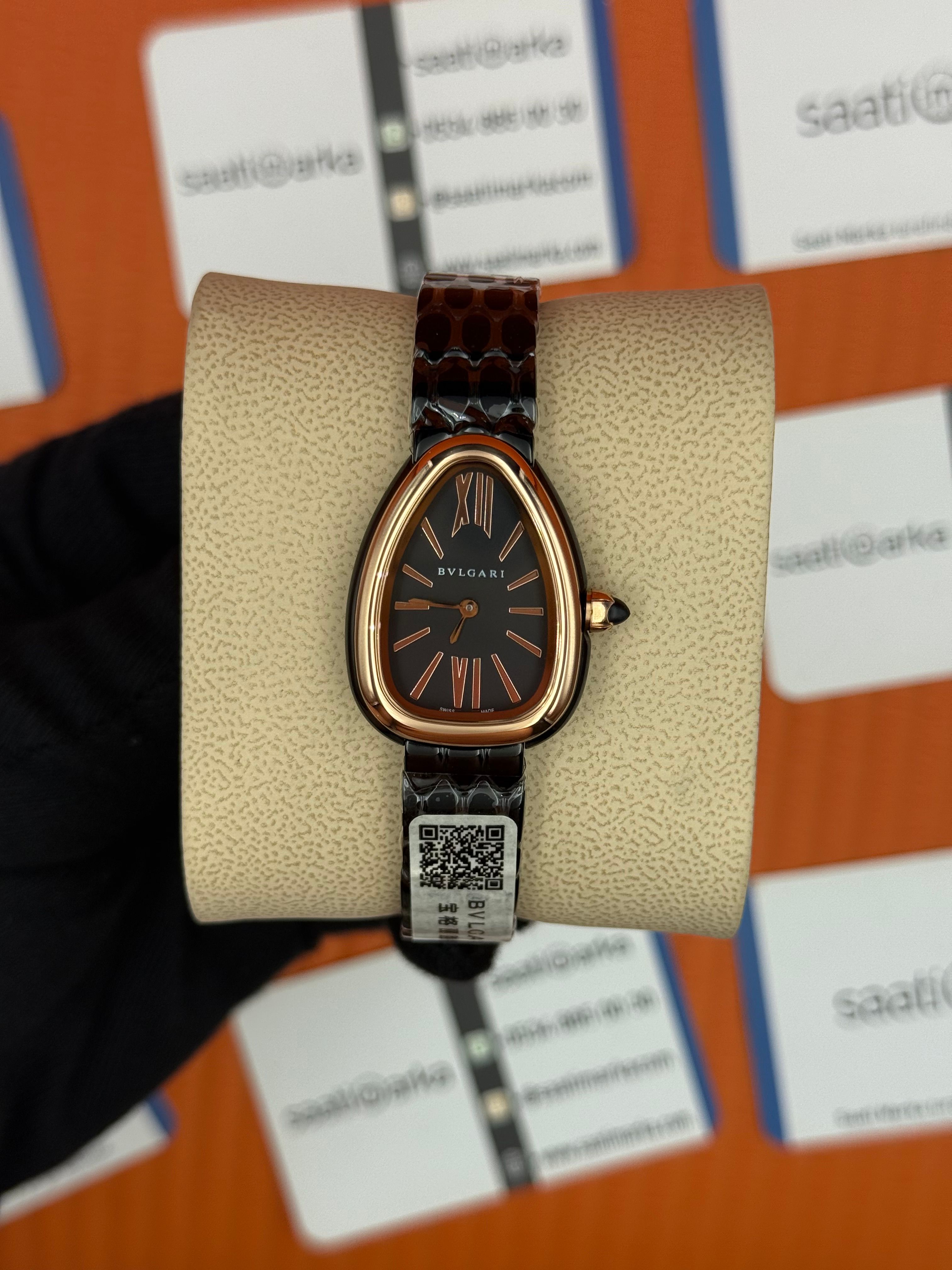 BVLGARİ serpenti seduttori siyah kadran rose bezel siyah kasa kordon kadın kol saati