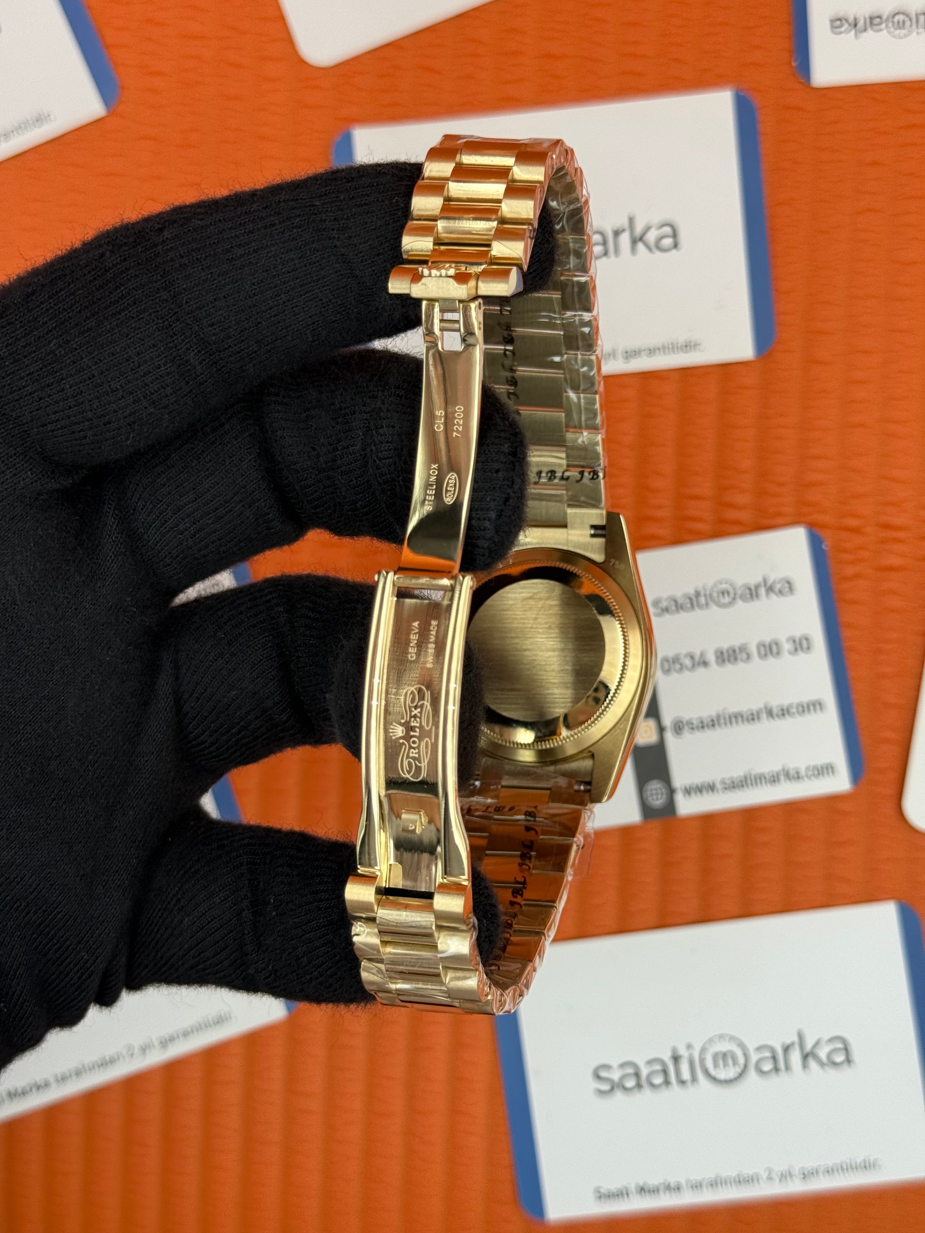 ROELX day date 36mm roma rakamlı beyaz kadran president kordon