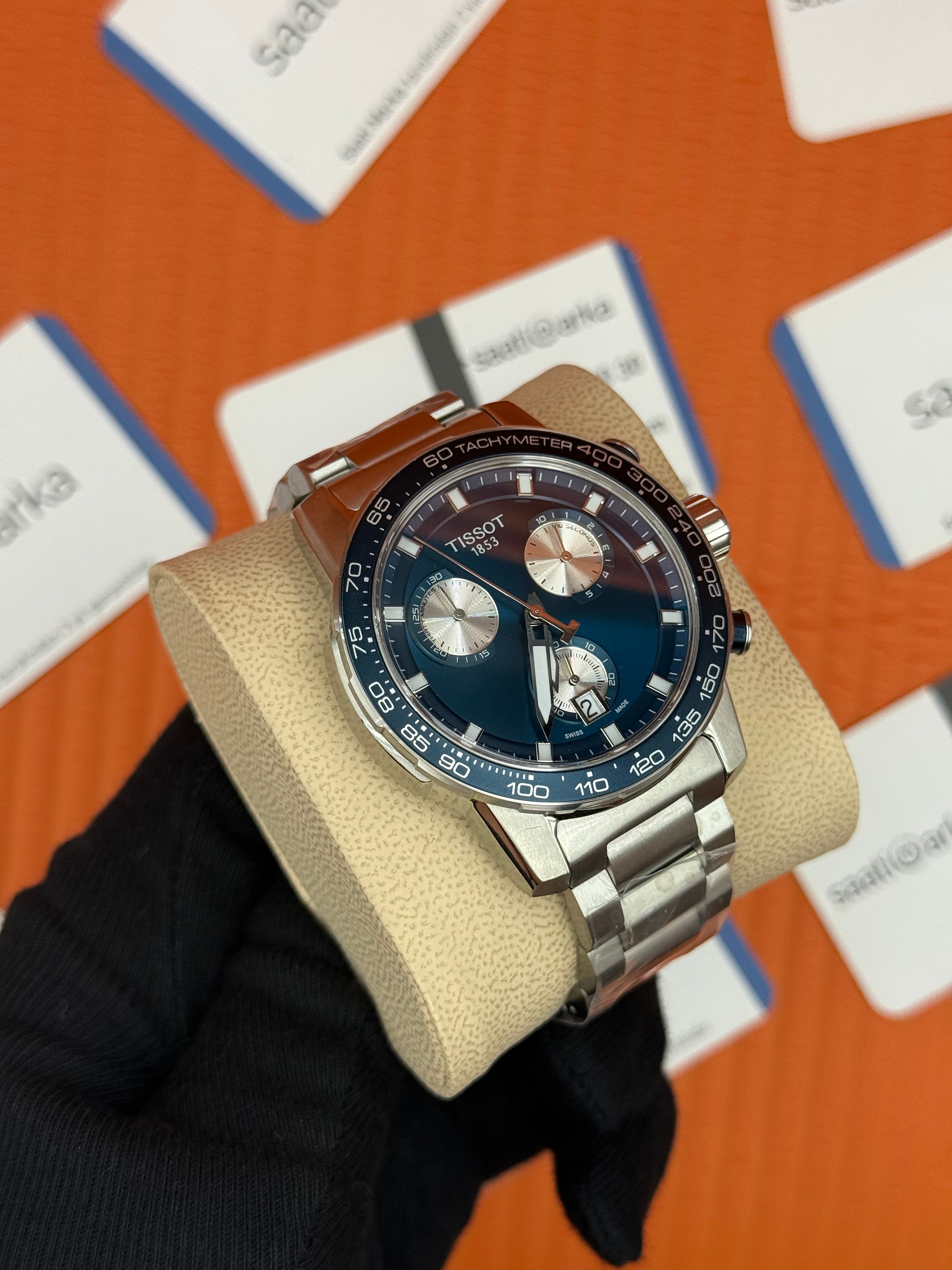 TISSOT mavi kadran silver kasa kordon erkek kol saati