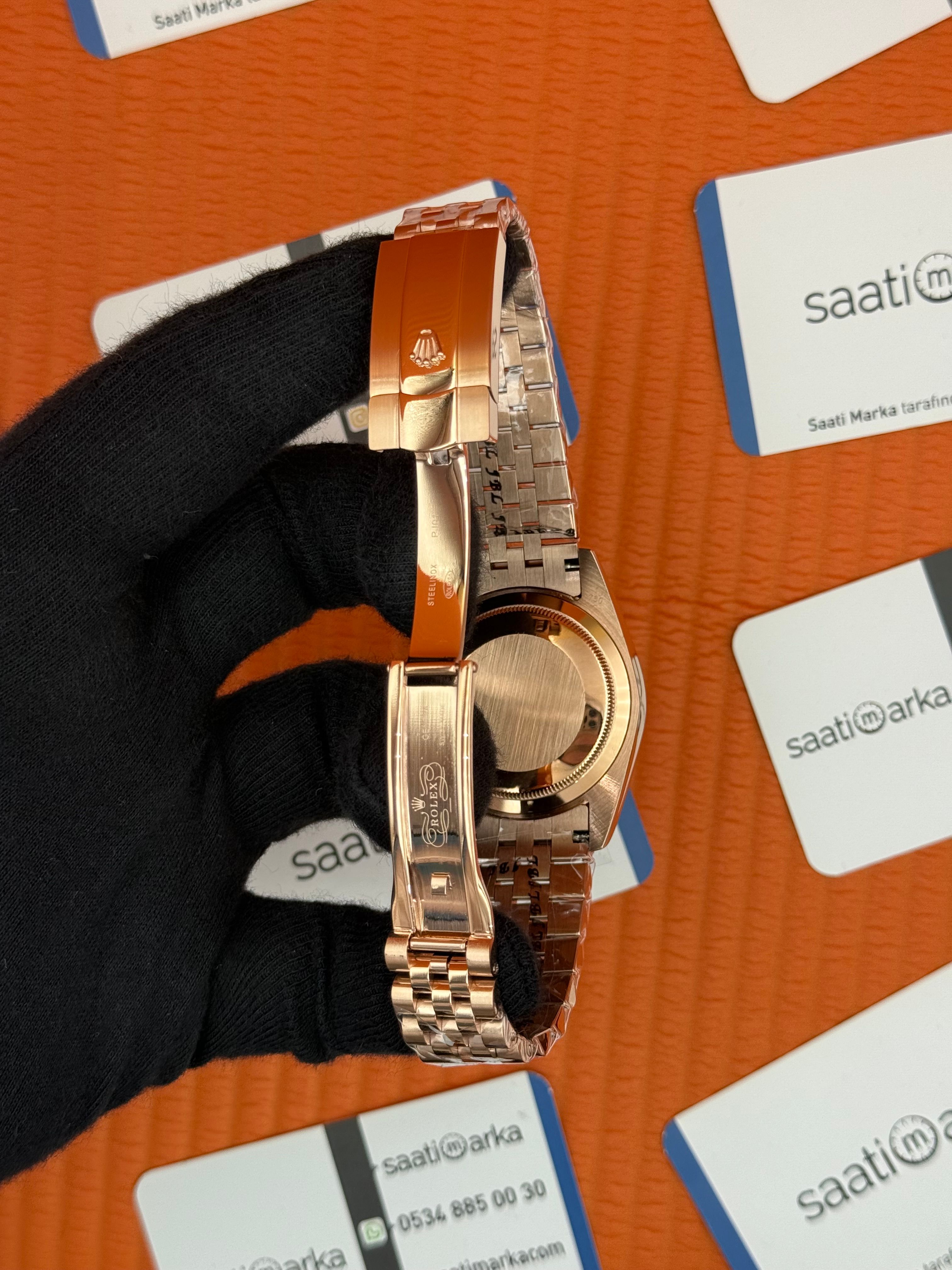 ROLEX Datejust baget taşlı chocolate dial rose jubilee kordon