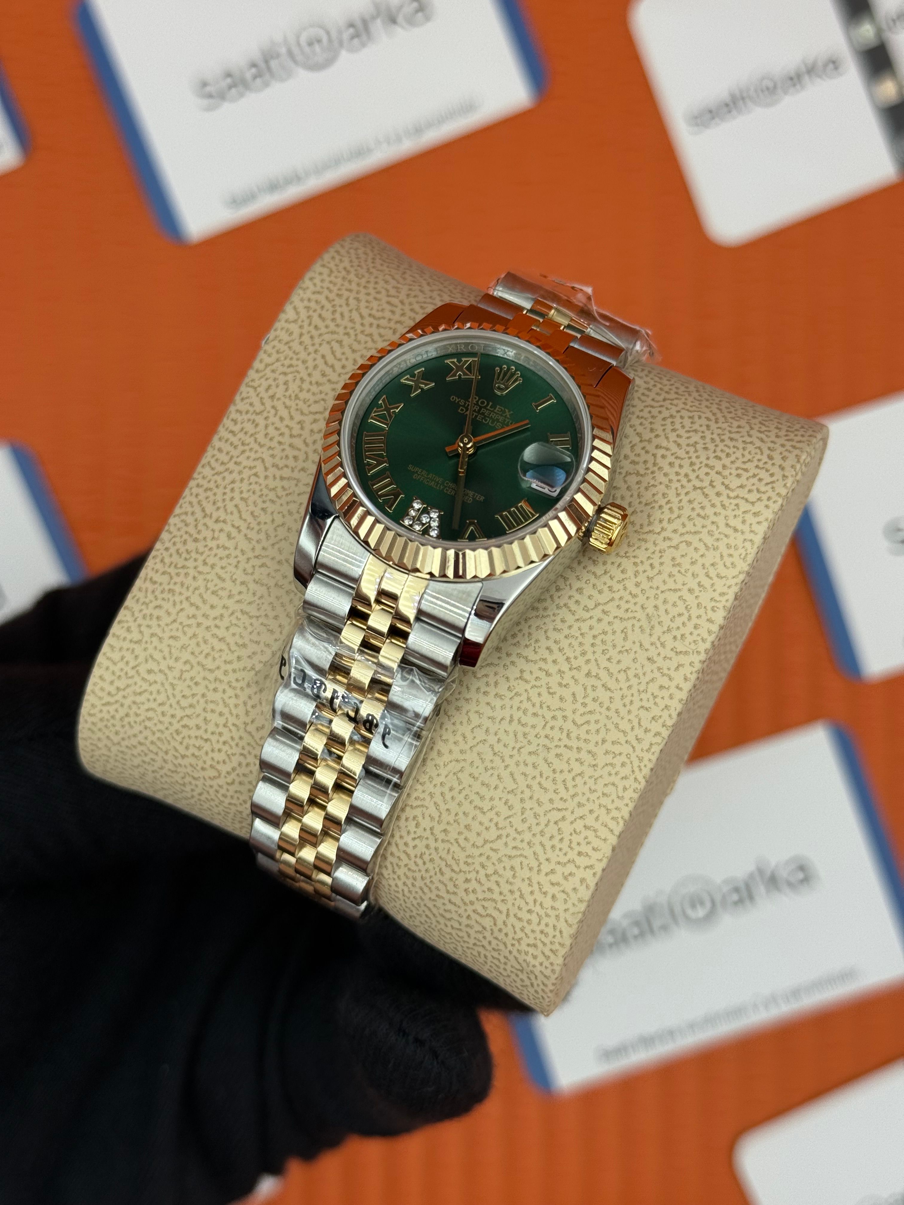 ROLEX datejust 31mm yeşil kadran gold silver jubilee kordon