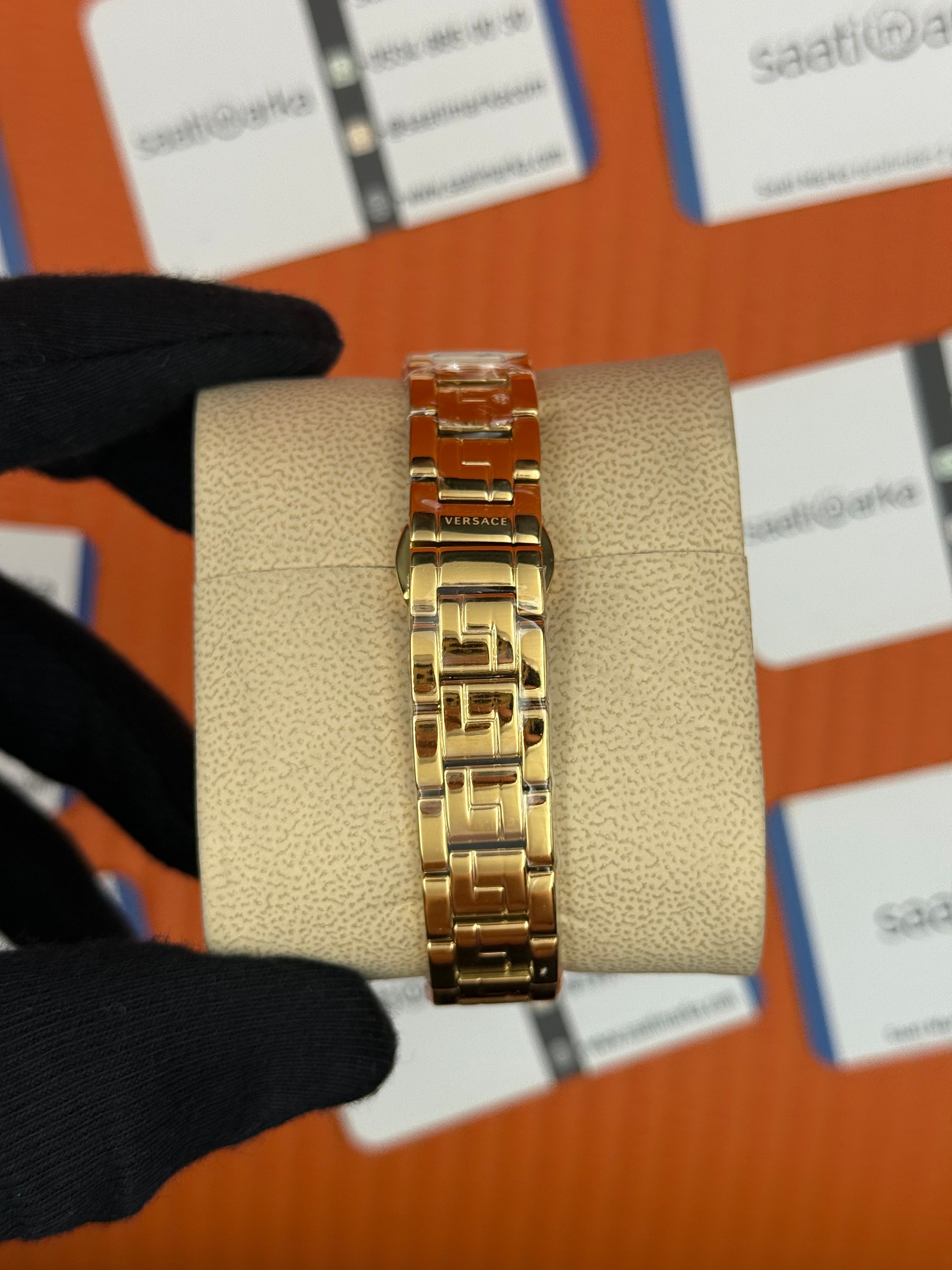 VERSACE kahverengi kadran gold kasa kordon kadın kol saati