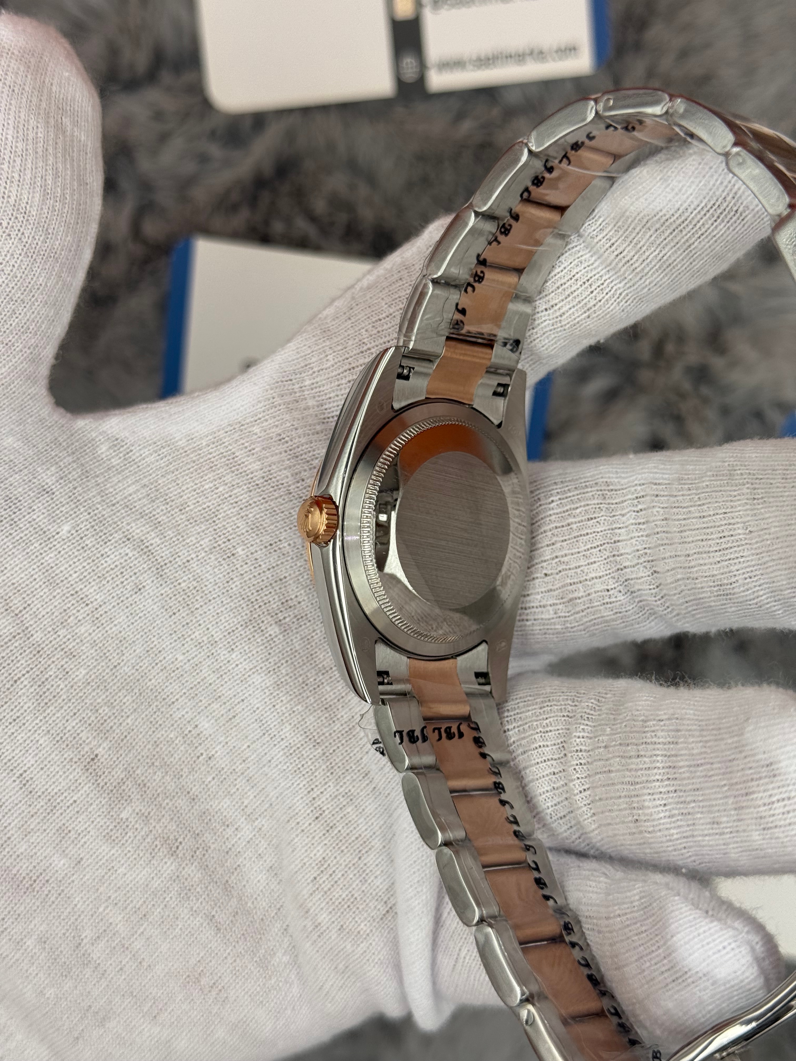 ROLEX Datejust 36mm siyah baget taşlı kadran silver kasa rose silver oyster kordon 