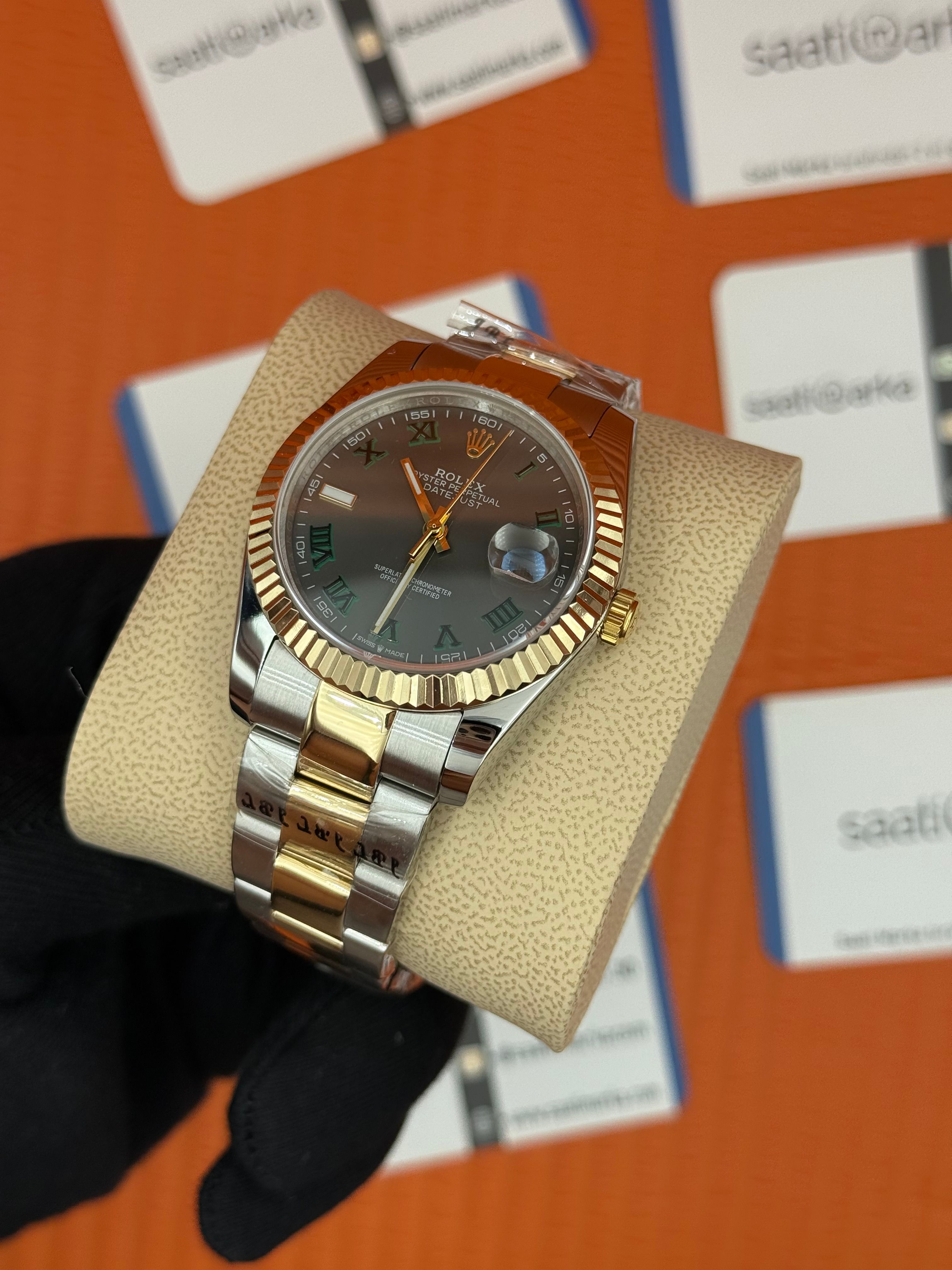ROLEX Datejust WİMBLEDON gray dial roma rakamlı gold silver kasa-kordon oyster