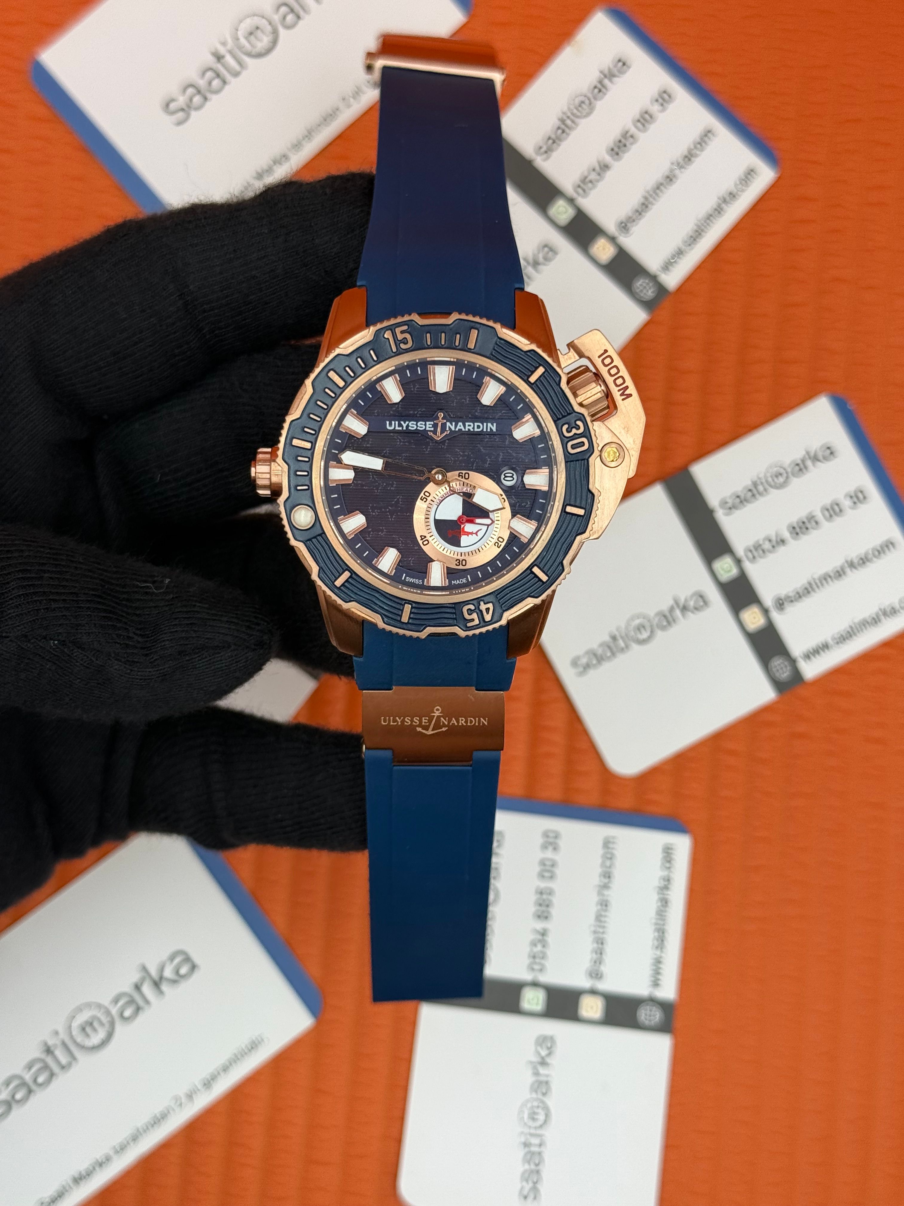 ULYSSE NARDİN CHRONOMETER ROSE KASA LACİVERT KORDON 