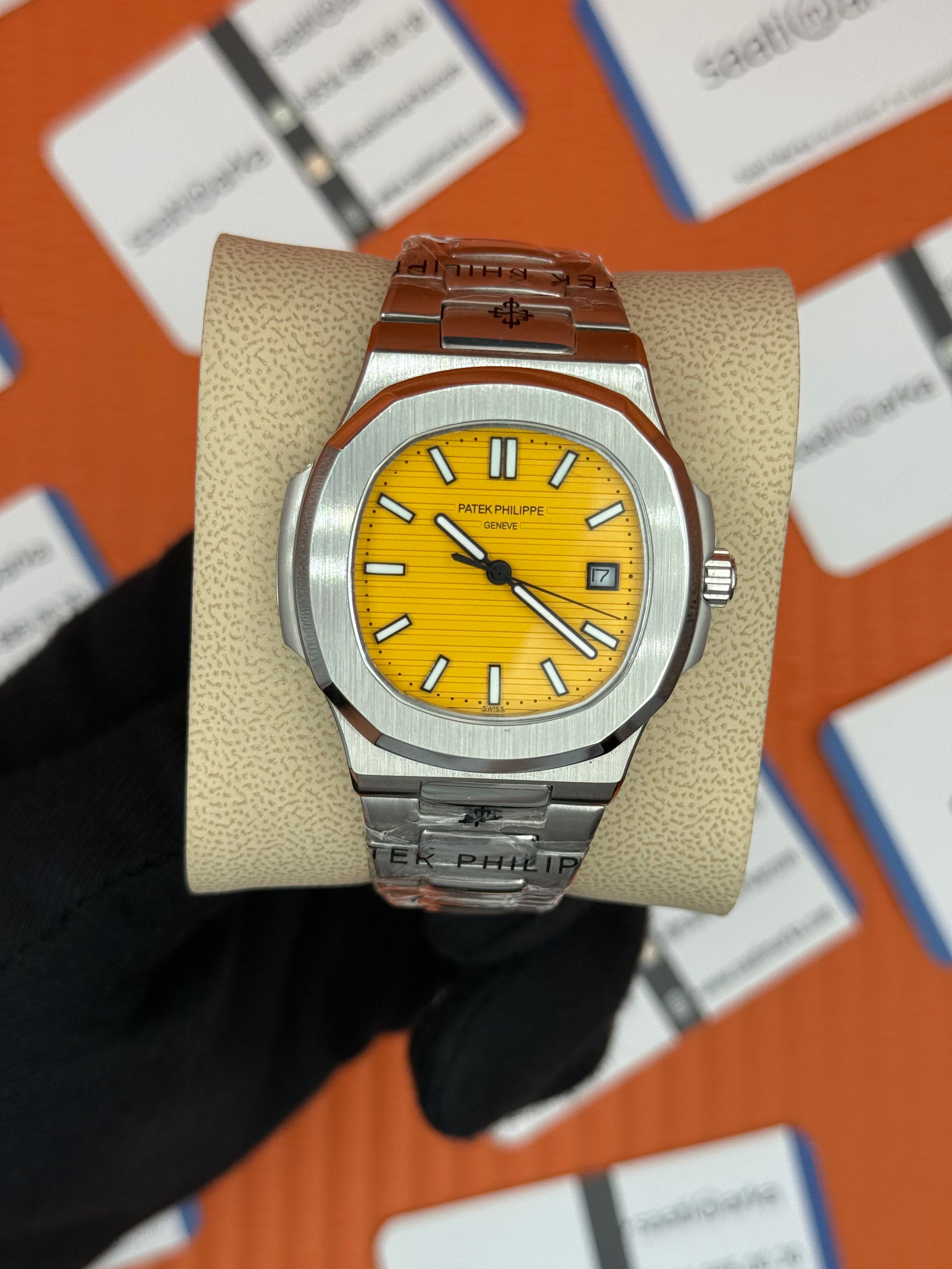PATEK PHILIPPE NAUTİLUS SARI KADRAN SİLVER KASA-KORDON
