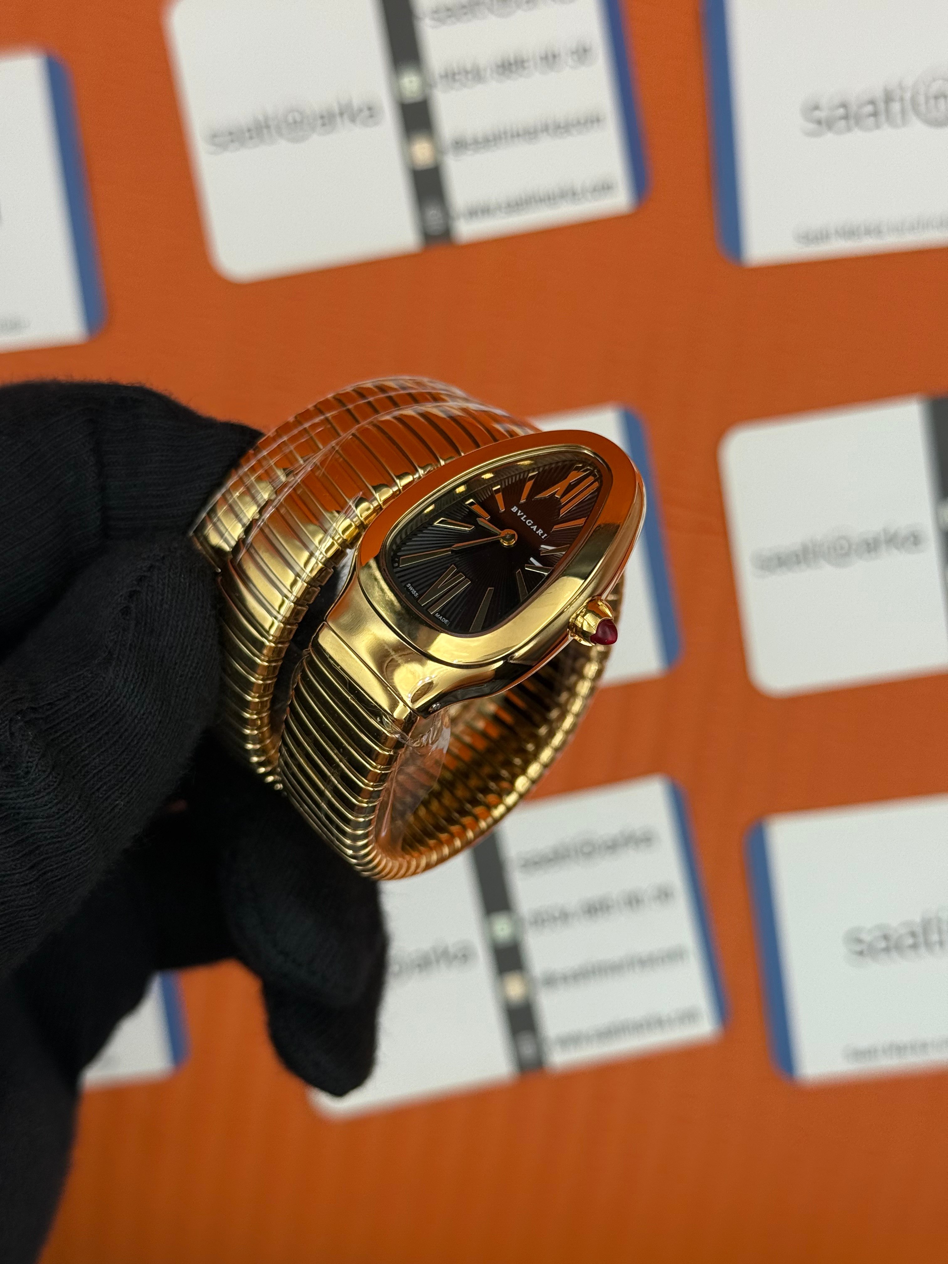 BVLGARİ serpenti çift sarma gold kordon siyah kadran kadın kol saati
