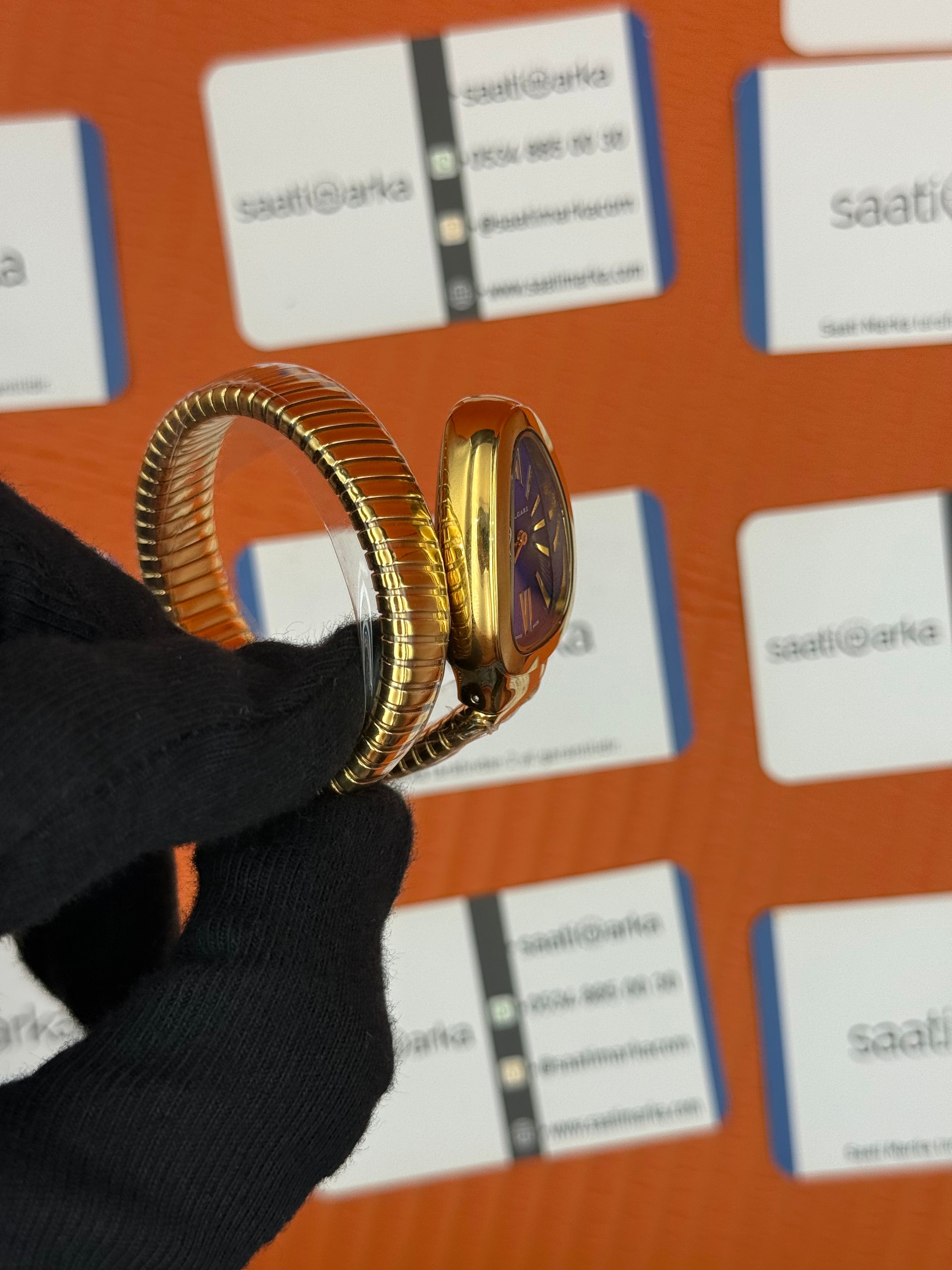 BVLGARİ serpenti tek sarma gold kordon mavi kadran kadın kol saati