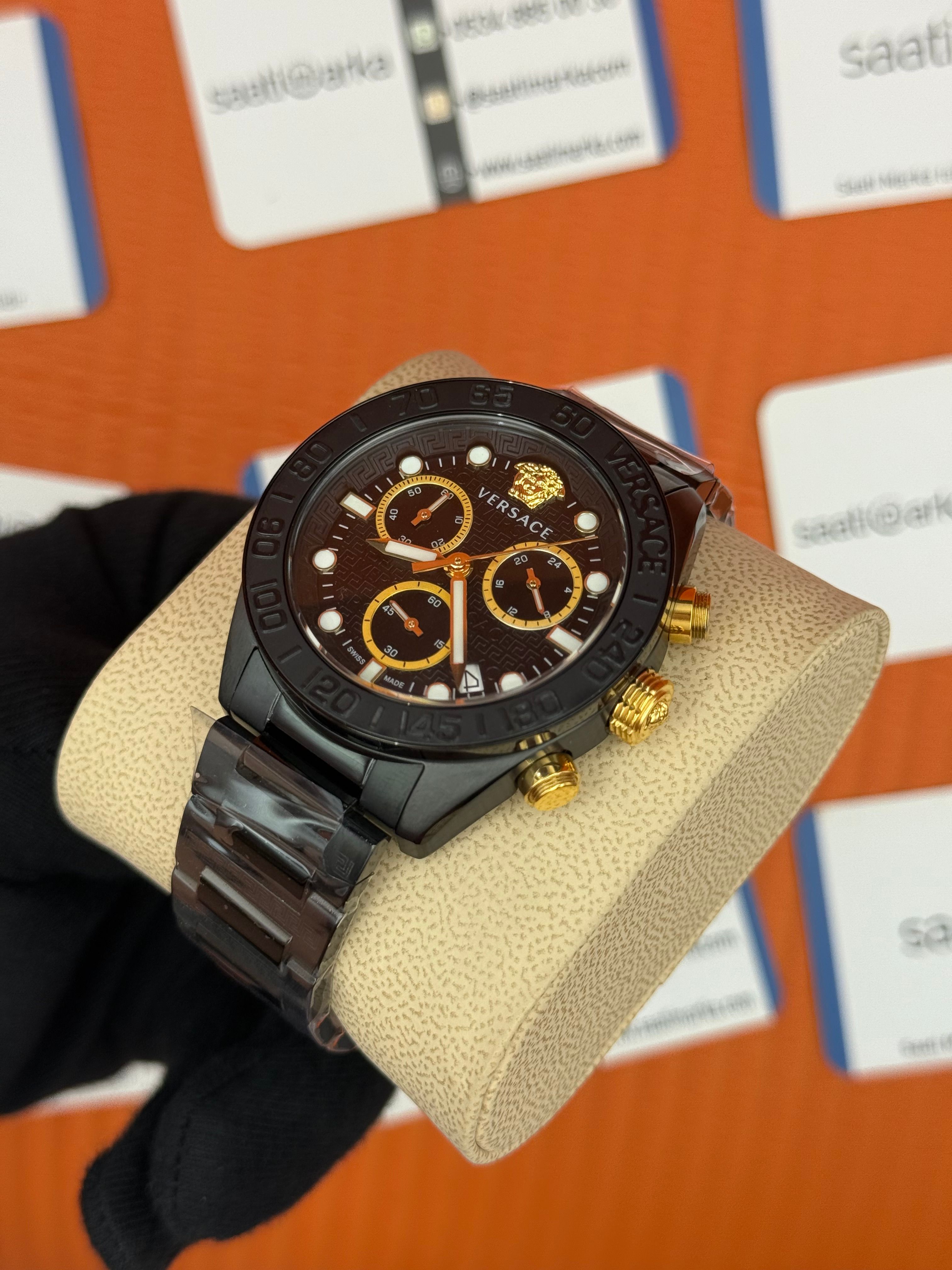 VERSACE full siyah erkek kol saati
