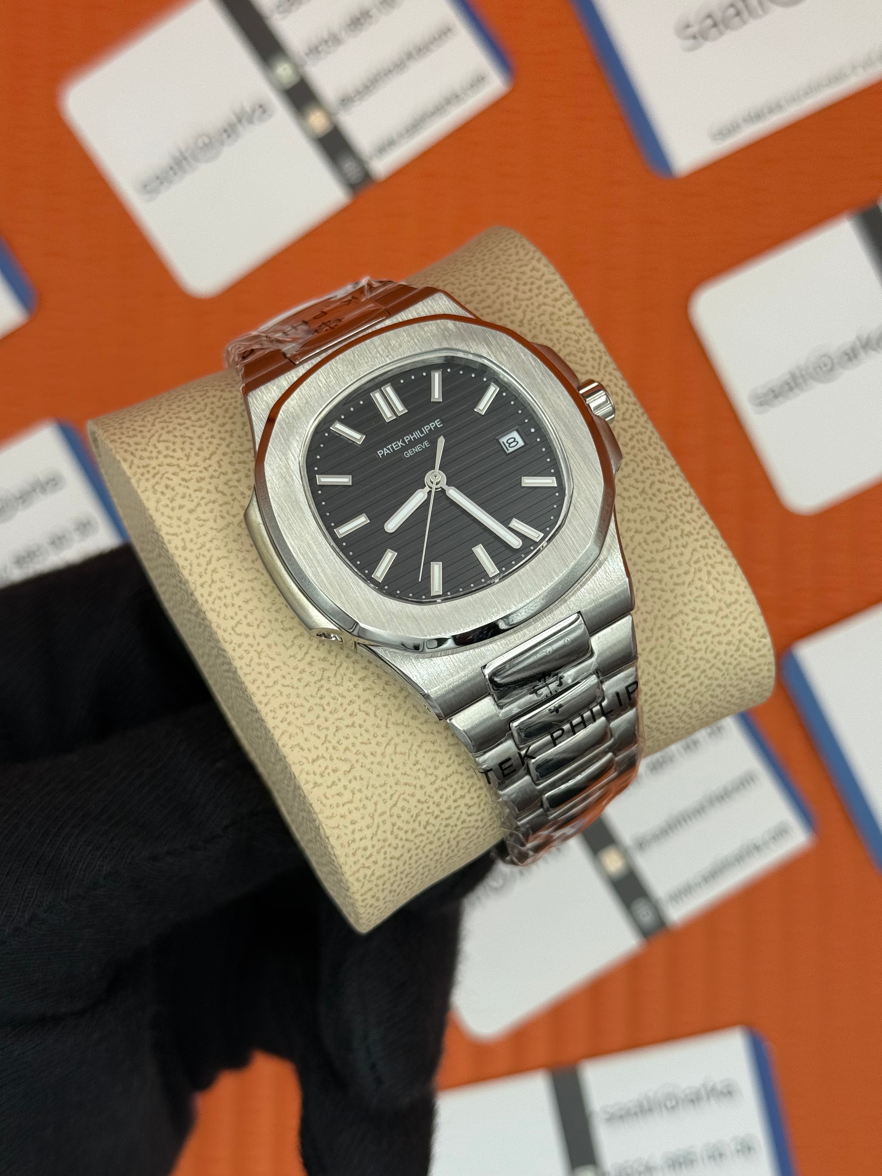 PATEK PHILIPPE BLACK DİLA SİLVER KASA-KORDON