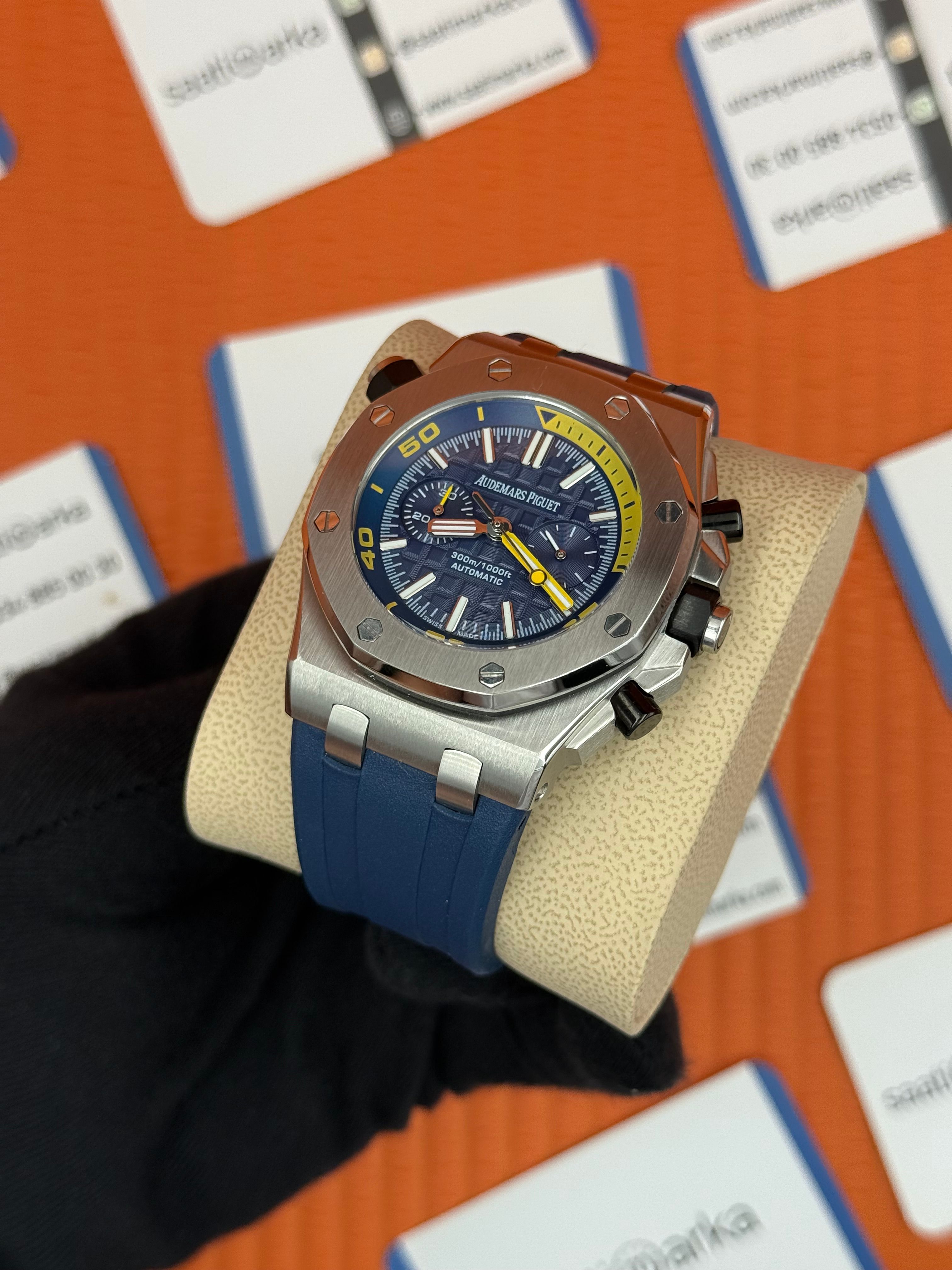 AUDEMARS PİGUET ROYAL OAK CHRONOGRAPH LACİVERT KADRAN LACİVERT KAUÇUK KORDON