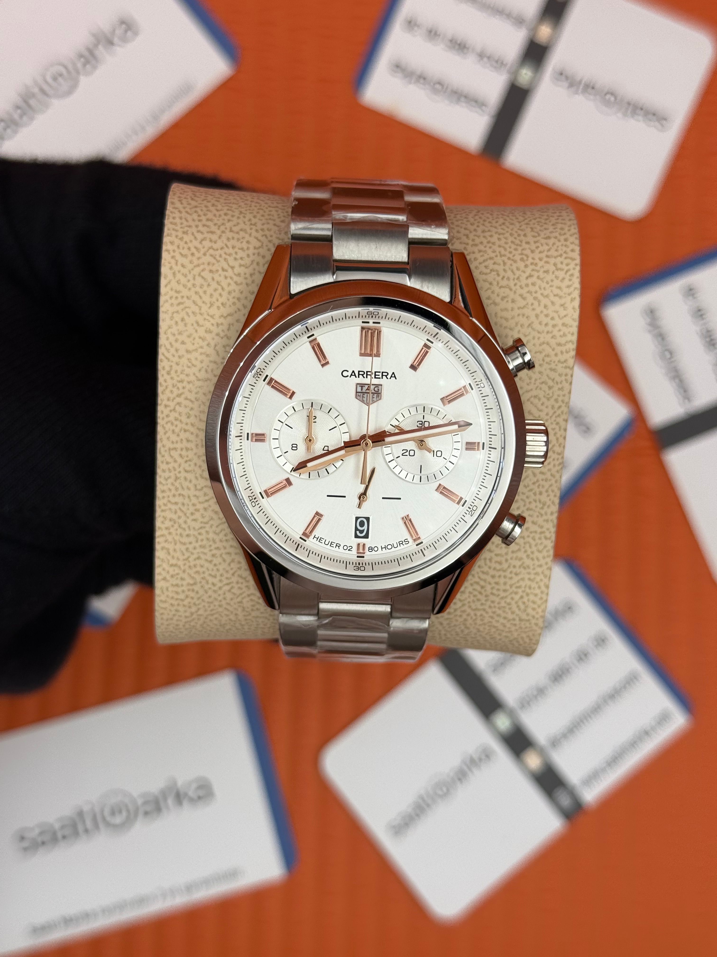 TAGHEUER CARRERA BEYAZ KADRAN  ÇELİK KASA KORDON 