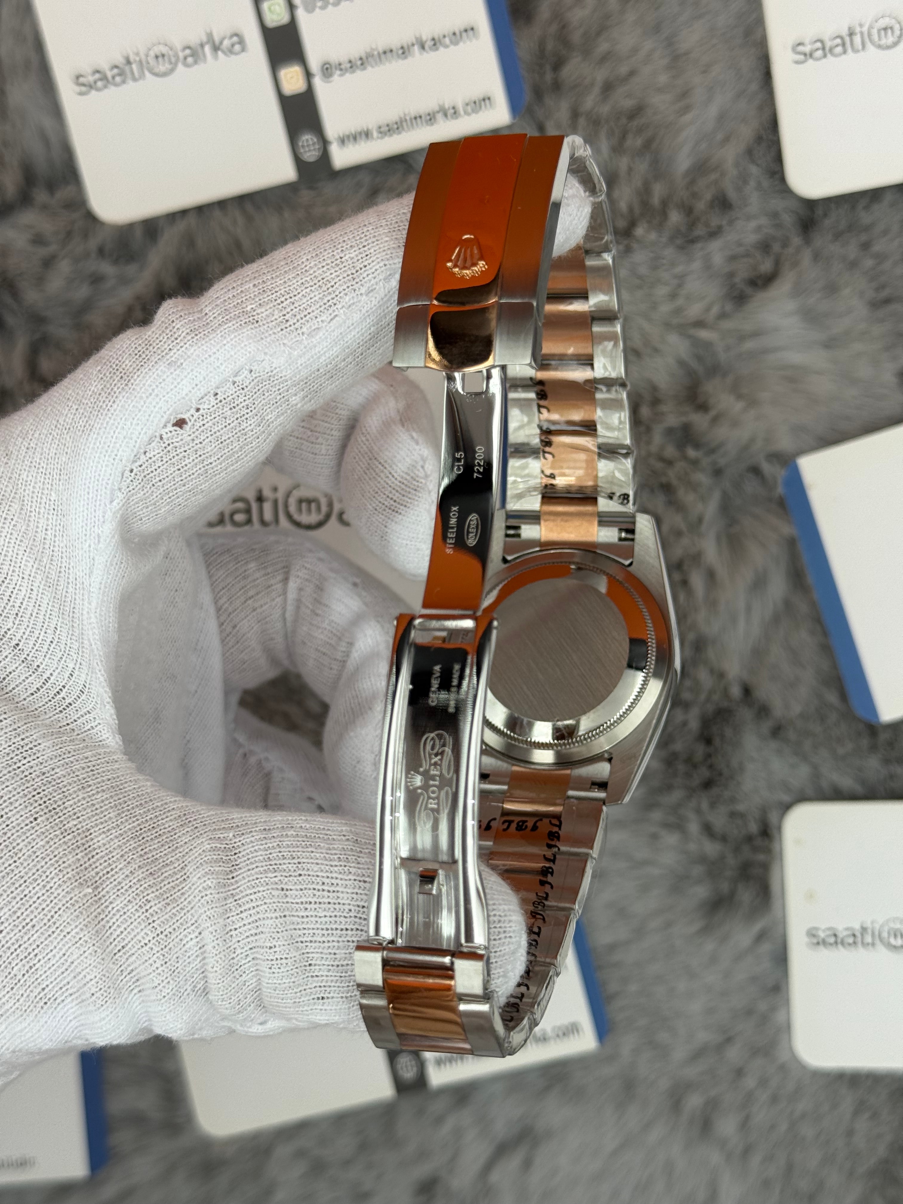 ROLEX datejust 36mm kahverengi kadran silver kasa rose silver oyster kordon 