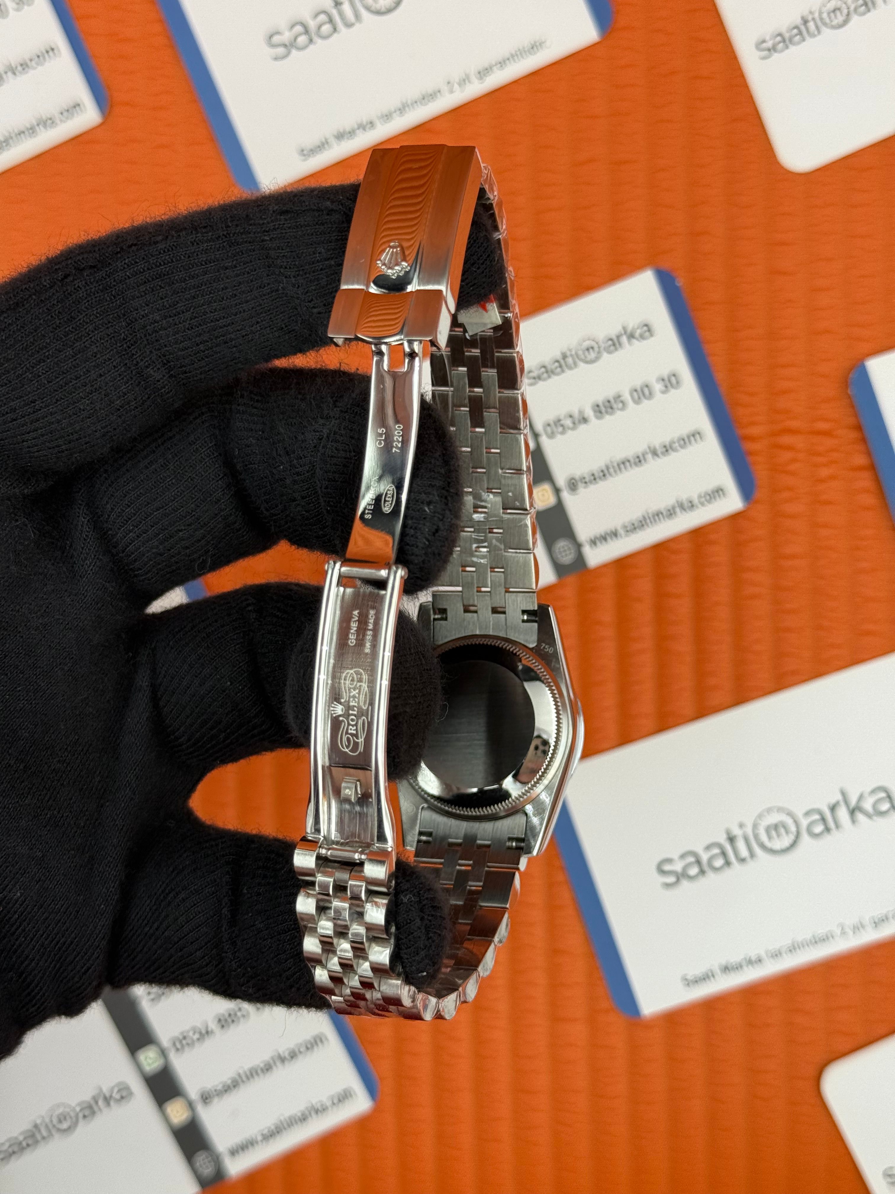 ROLEX datejust 31mm siyah baget taşlı kadran silver jubilee kordon