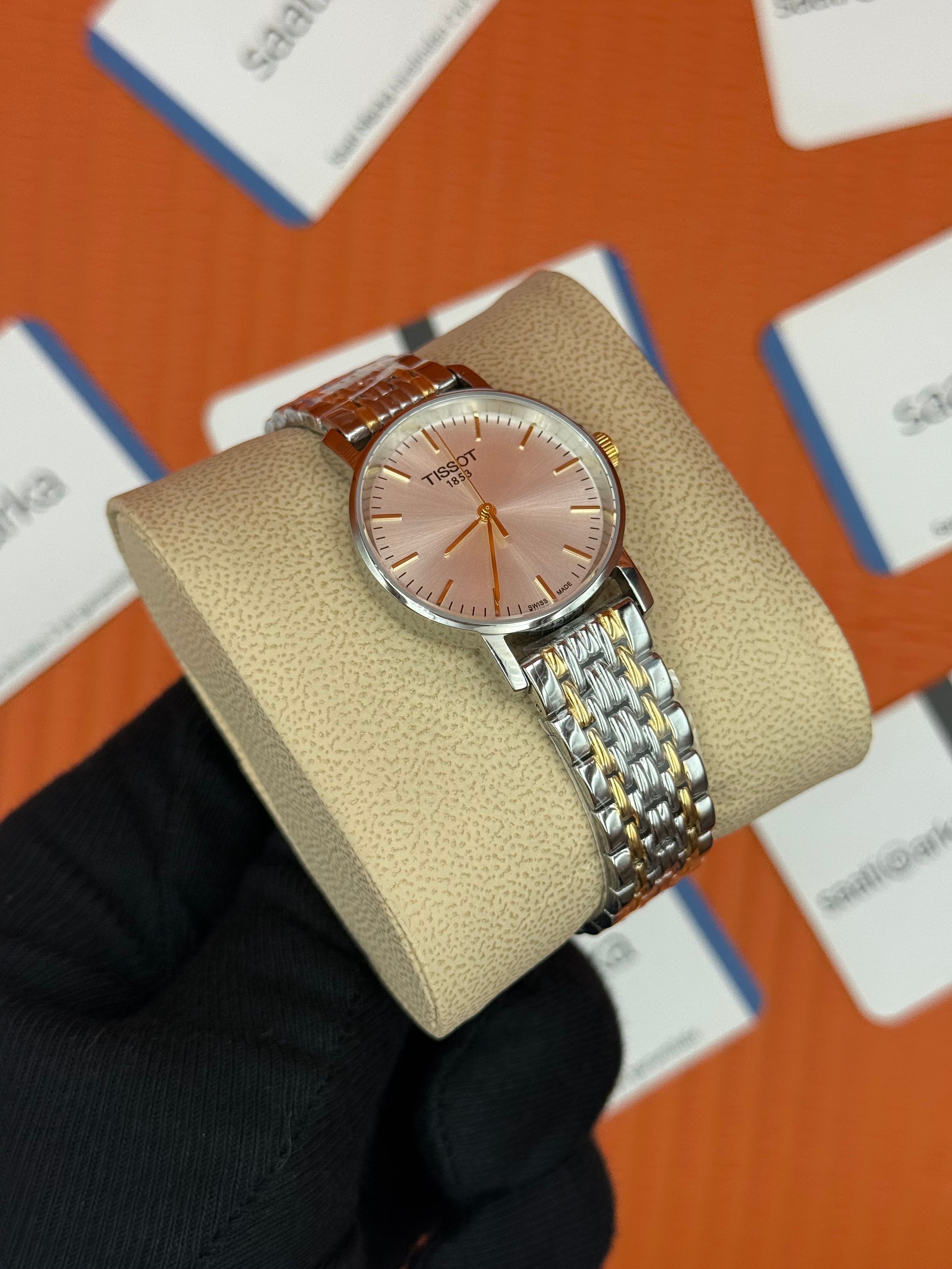 TISSOT everytime beyaz kadran gold silver kasa kordon kadın kol saati