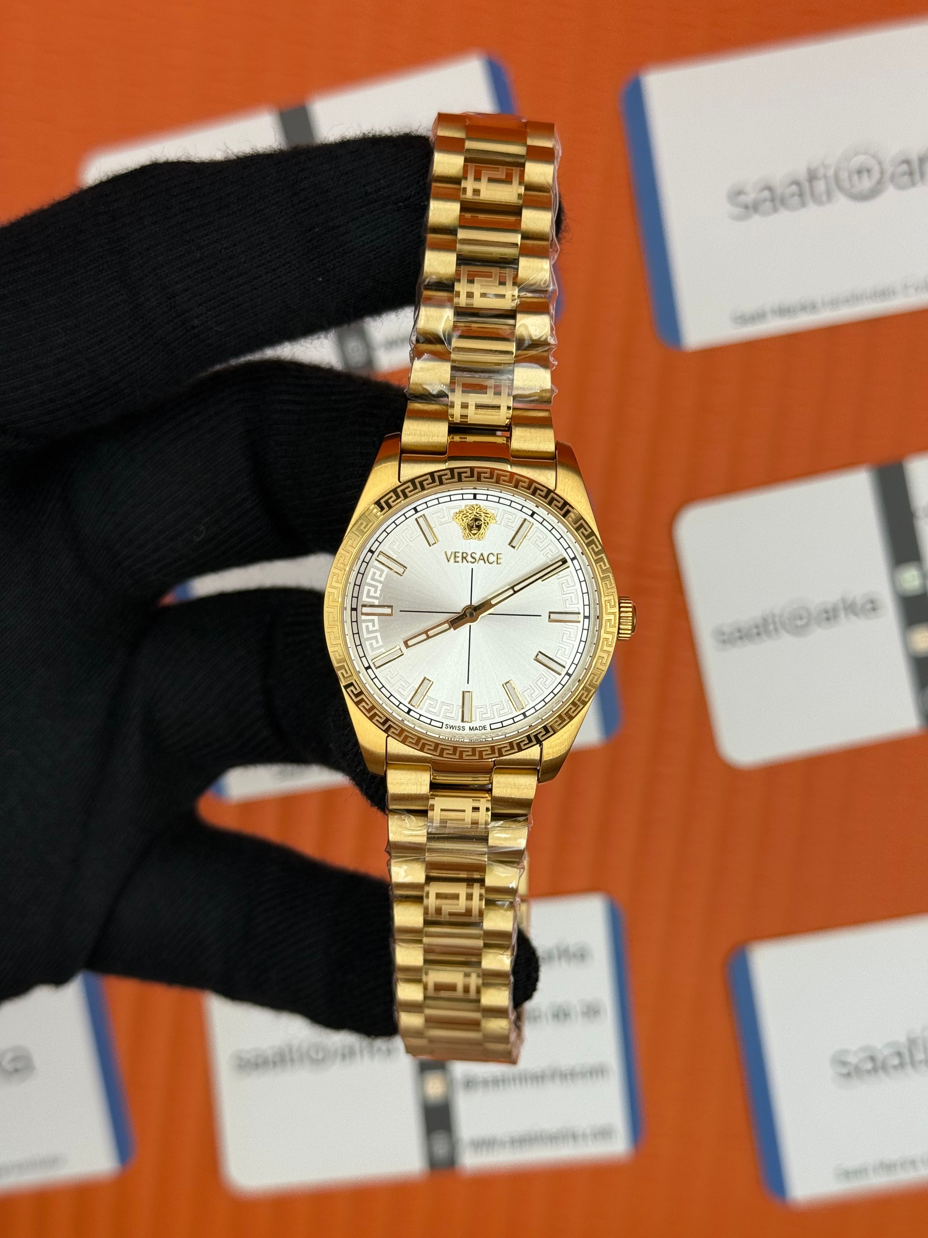 VERSACE beyaz kadran gold kasa kordon kadın kol saati