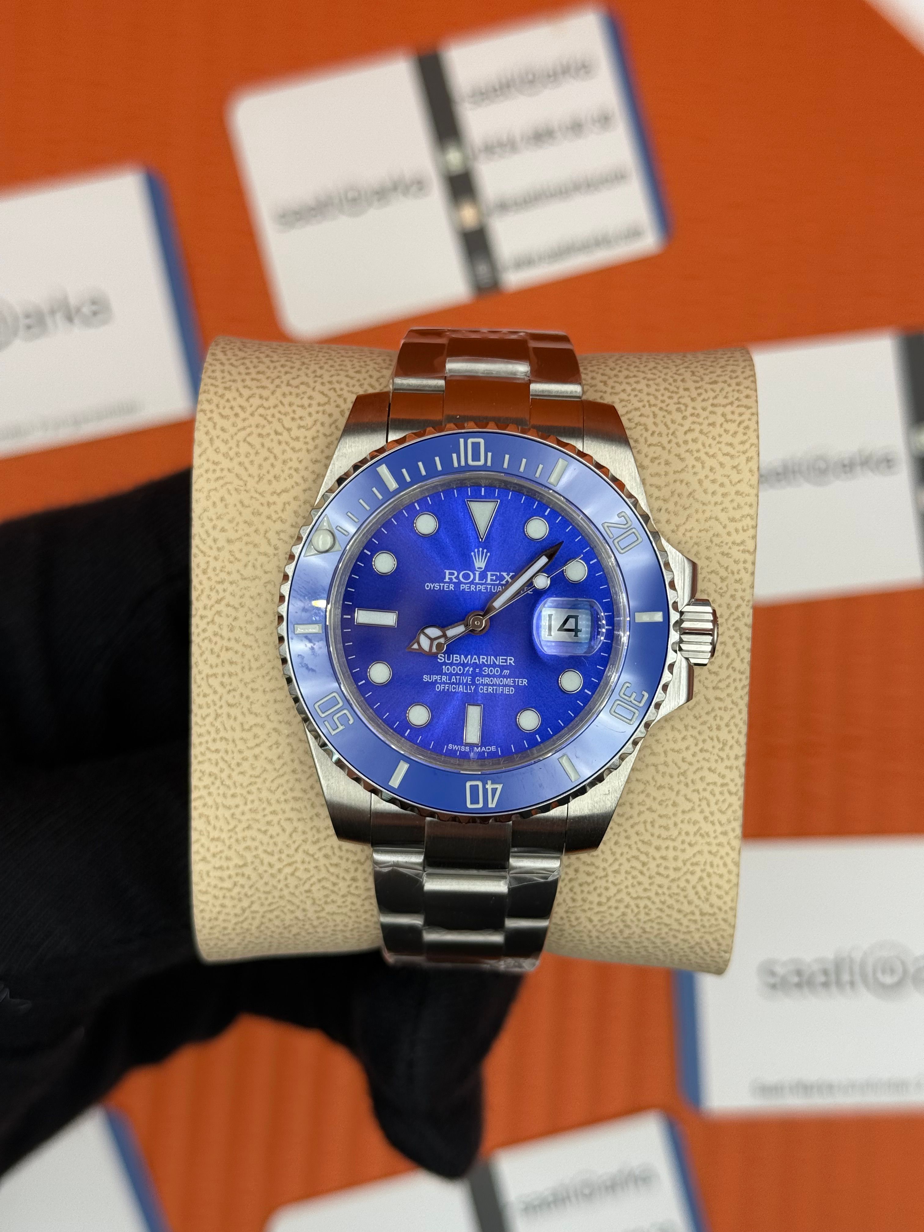 ROLEX Submariner blue dial bezel silver kasa-kordon