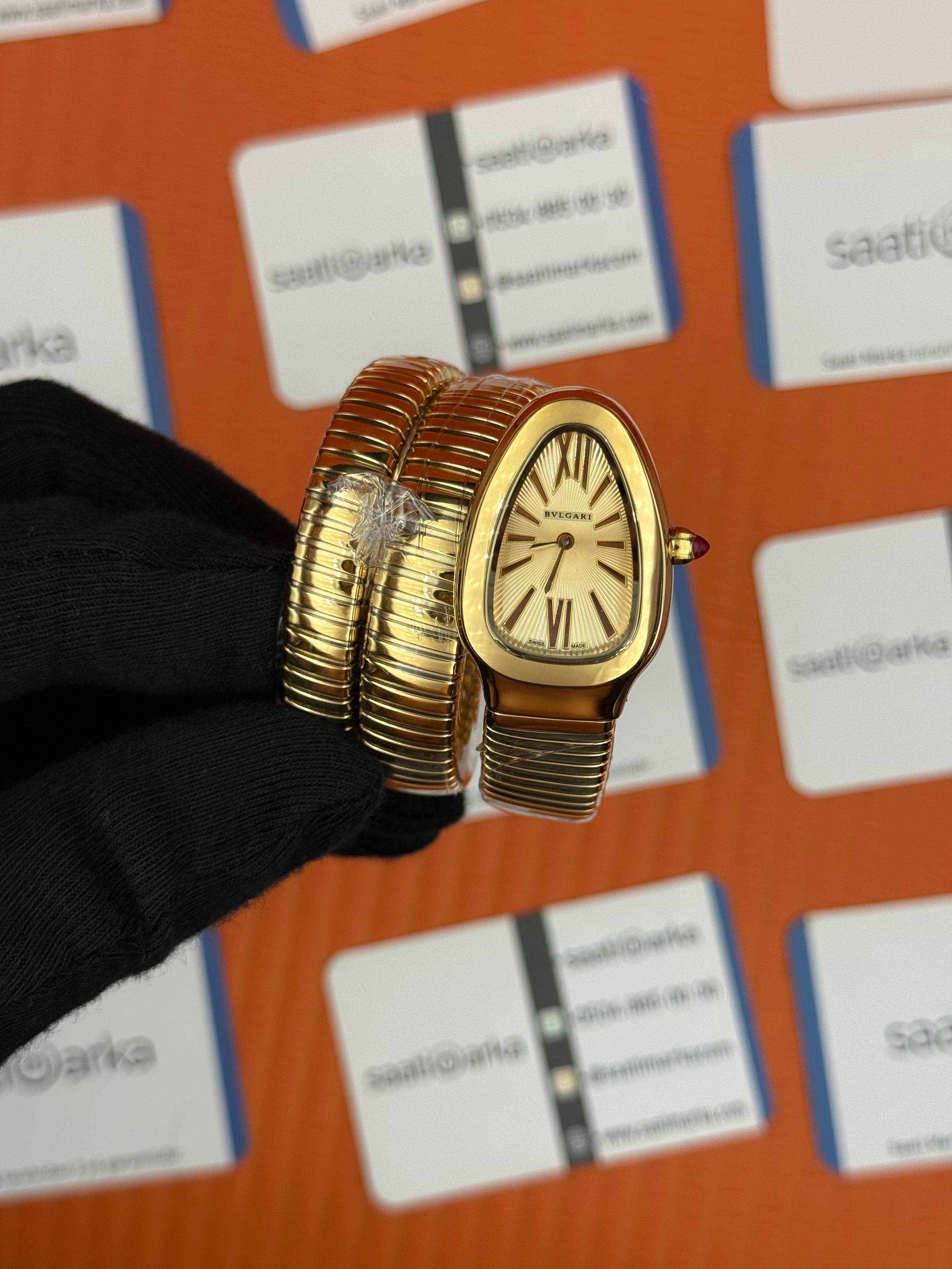 BVLGARİ serpenti çift sarma gold kordon şampanya kadran kadın kol saati